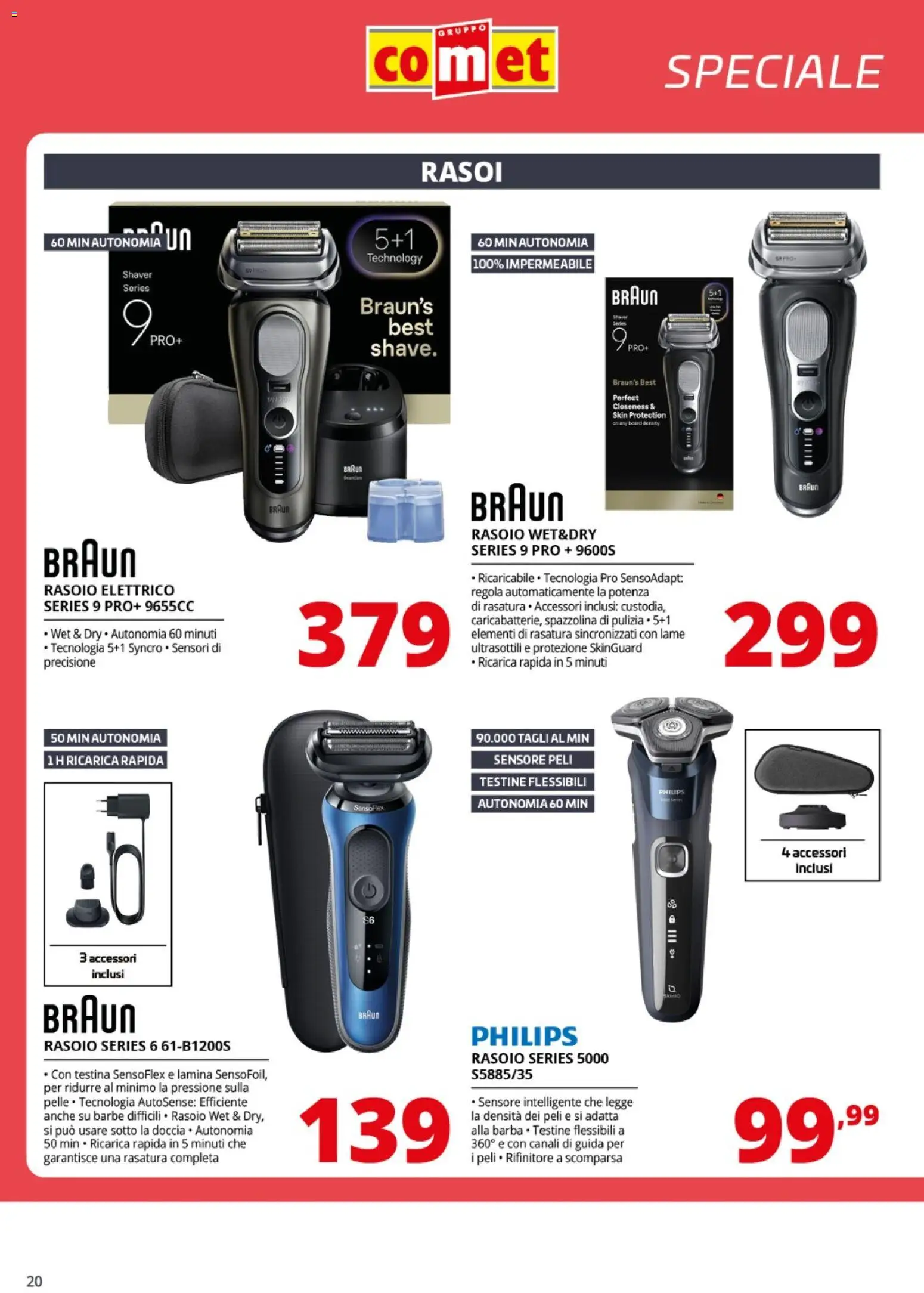 Volantino Comet del 06.03.2026 | Pagina: 20 | Prodotti: Rasoio, Rasoio elettrico
