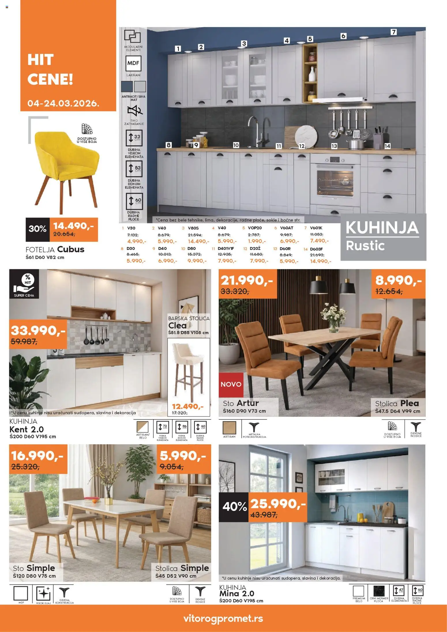 Vitorog katalog - važi od 04.03.2026 | Strana: 8 | Proizvode: Fotelja, Stolica, Kuhinja, Barska stolica
