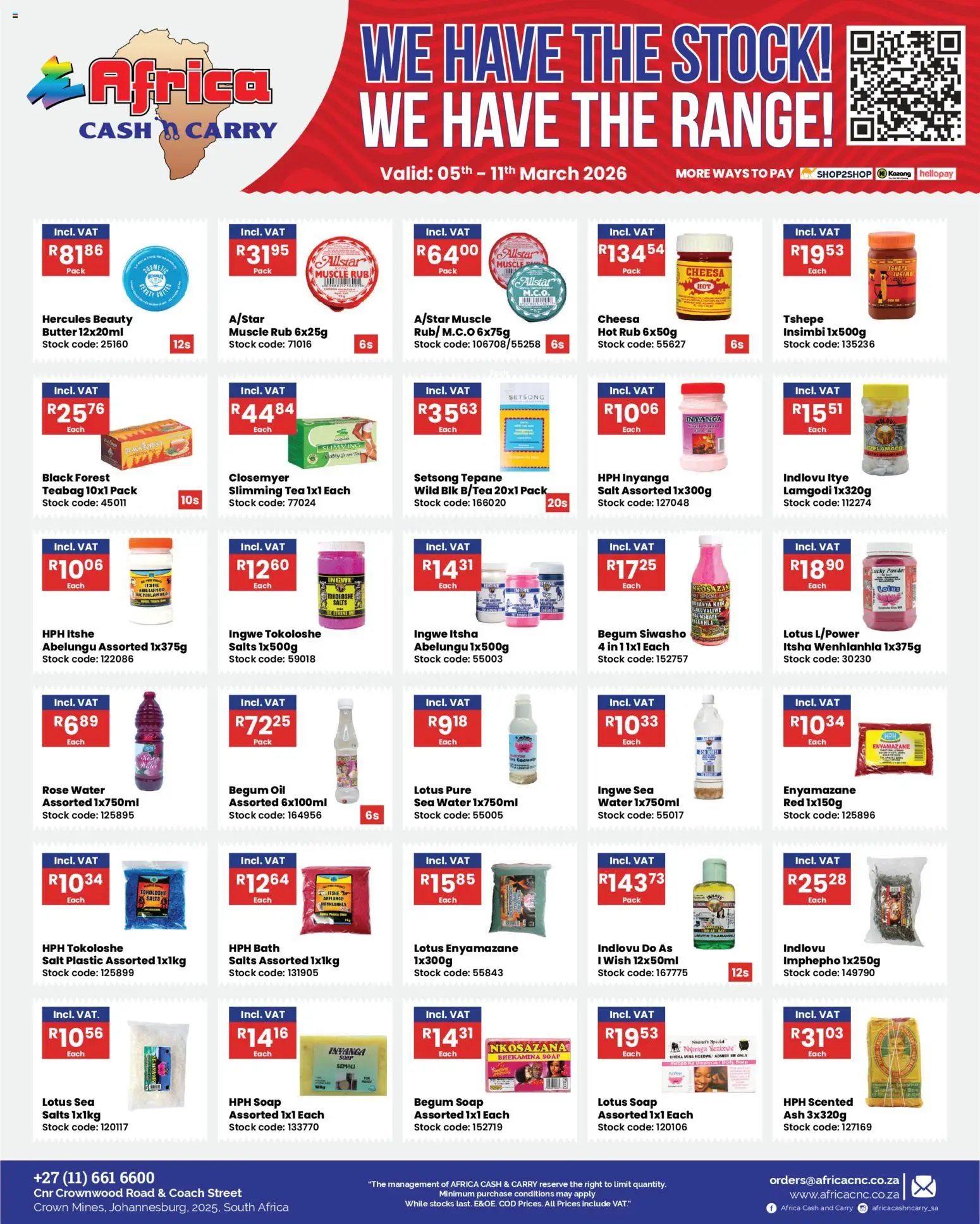 New Africa Cash & Carry catalogue – valid from 05.03.2026 | Page: 14 | Products: Butter, Stock, Soap, Salt
