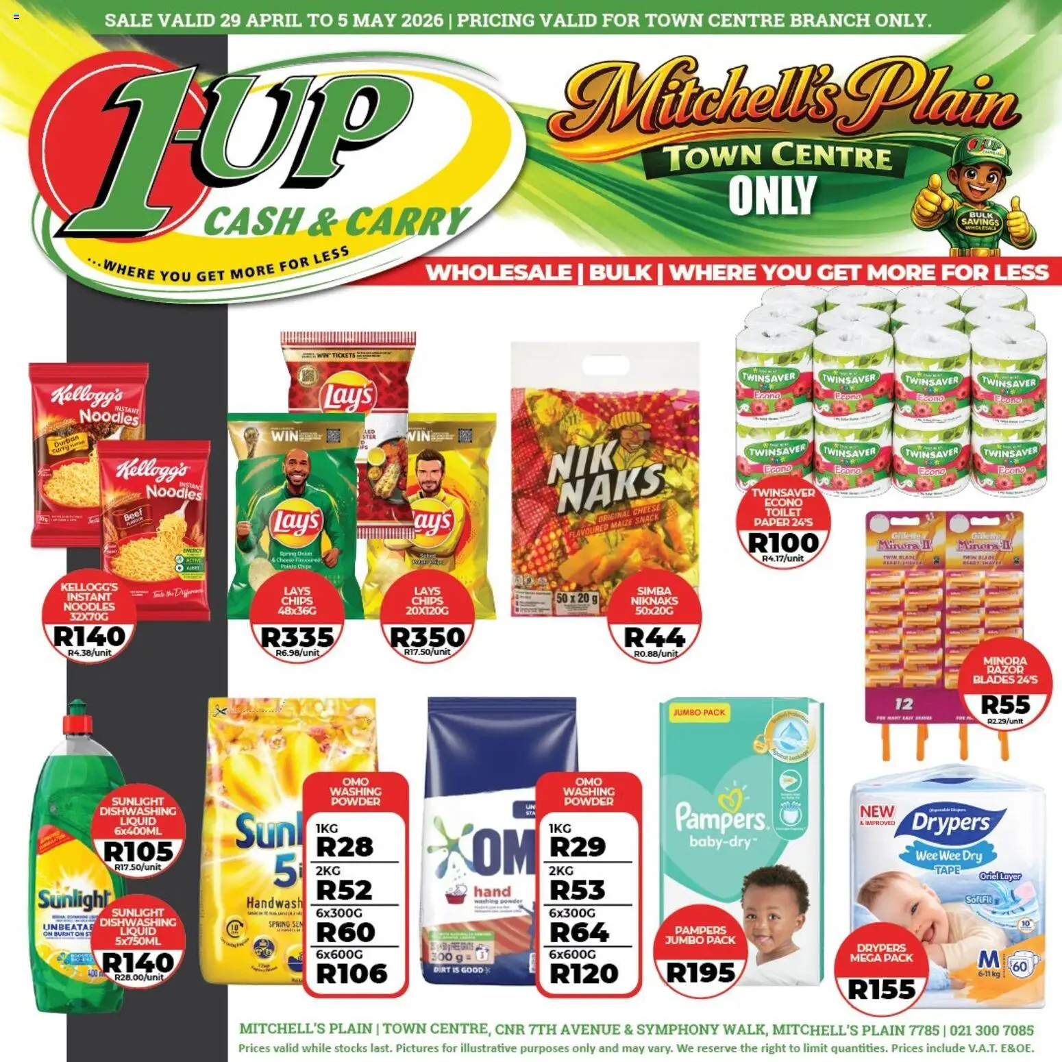 New 1UP Cash & Carry catalogue – valid from 29.04.2026 | Page: 5 | Products: Cheese, Beef, Washing powder, Tape