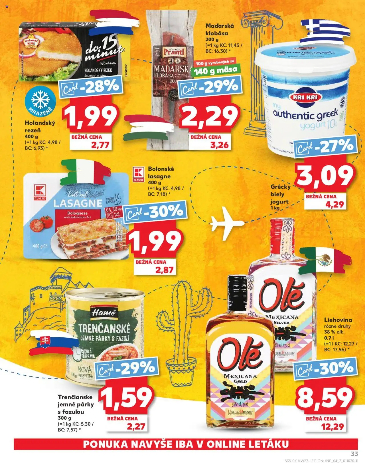 Nové Kaufland akcie – leták je platný od 03.07.2025 | Strana: 33 | Produkty: Klobása, Biely jogurt, Párky, Lasagne