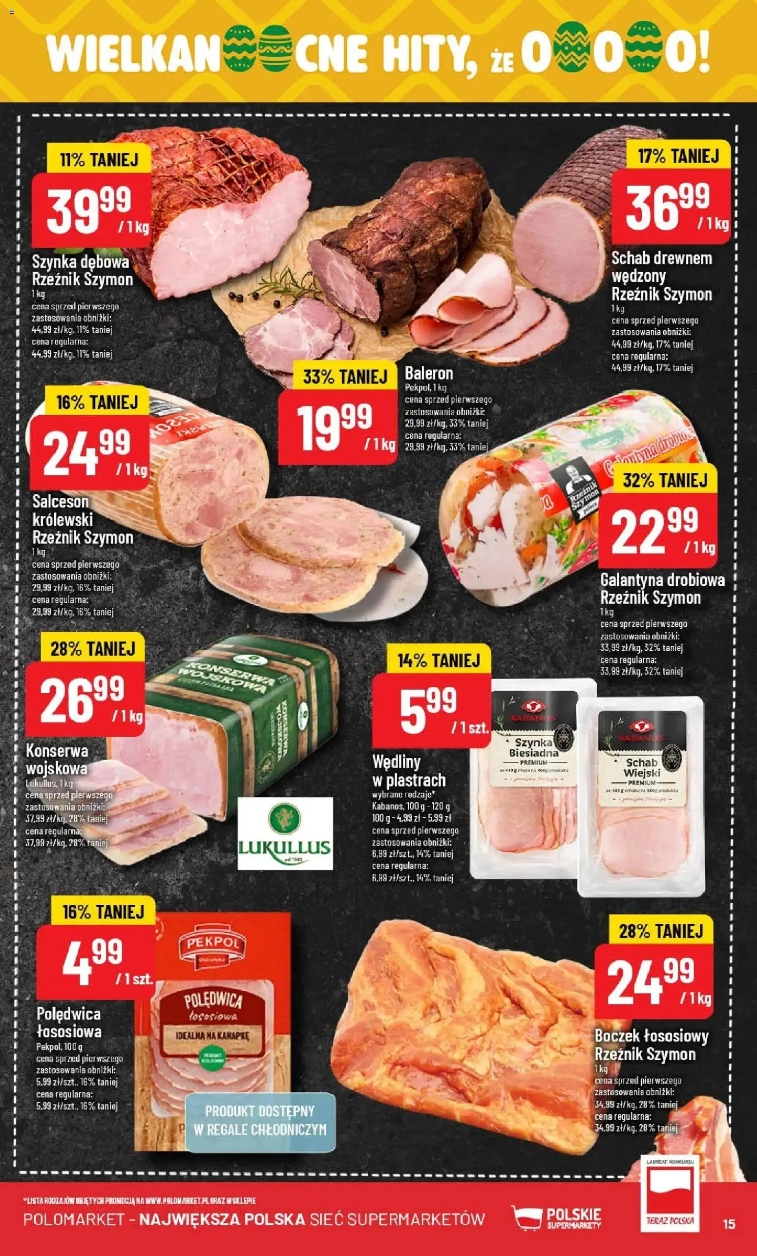 POLOmarket gazetka od 04.03.2026 | Strona: 15 | Produkty: Schab, Szynka, Boczek, Wędliny