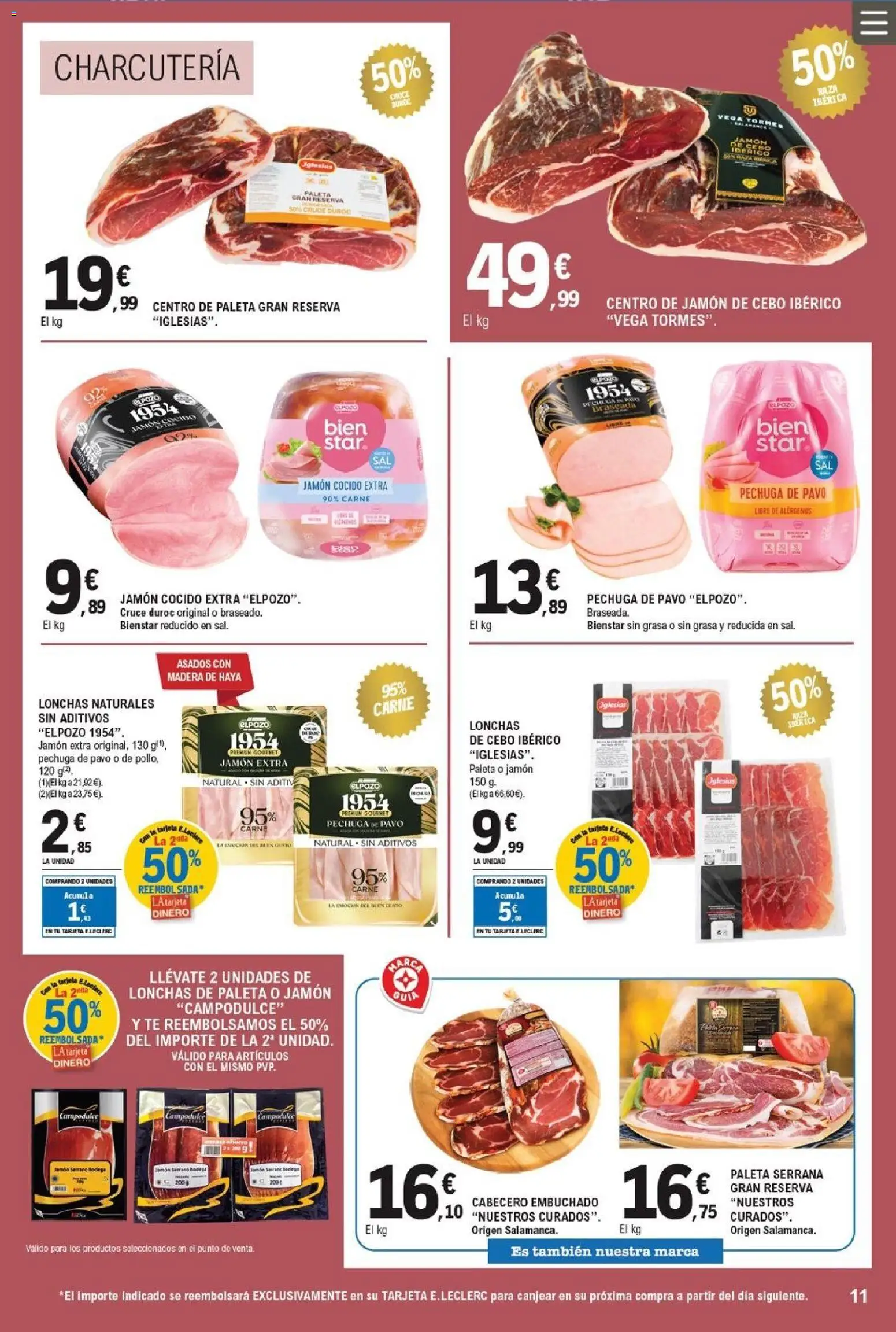 E.Leclerc folleto │ válido desde el 11.03.2026 | Página: 11 | Productos: Jamón serrano, Jamón, Jamón cocido, Té