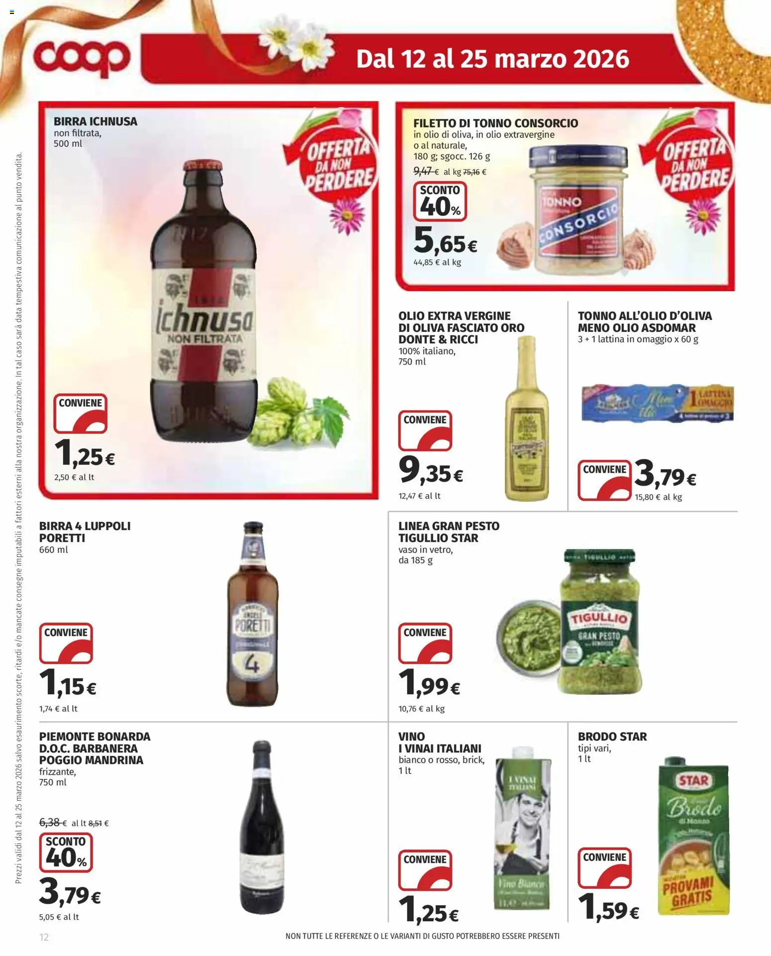 Volantino COOP del 12.03.2026 | Pagina: 12 | Prodotti: Birra, Vino, Data, Vaso