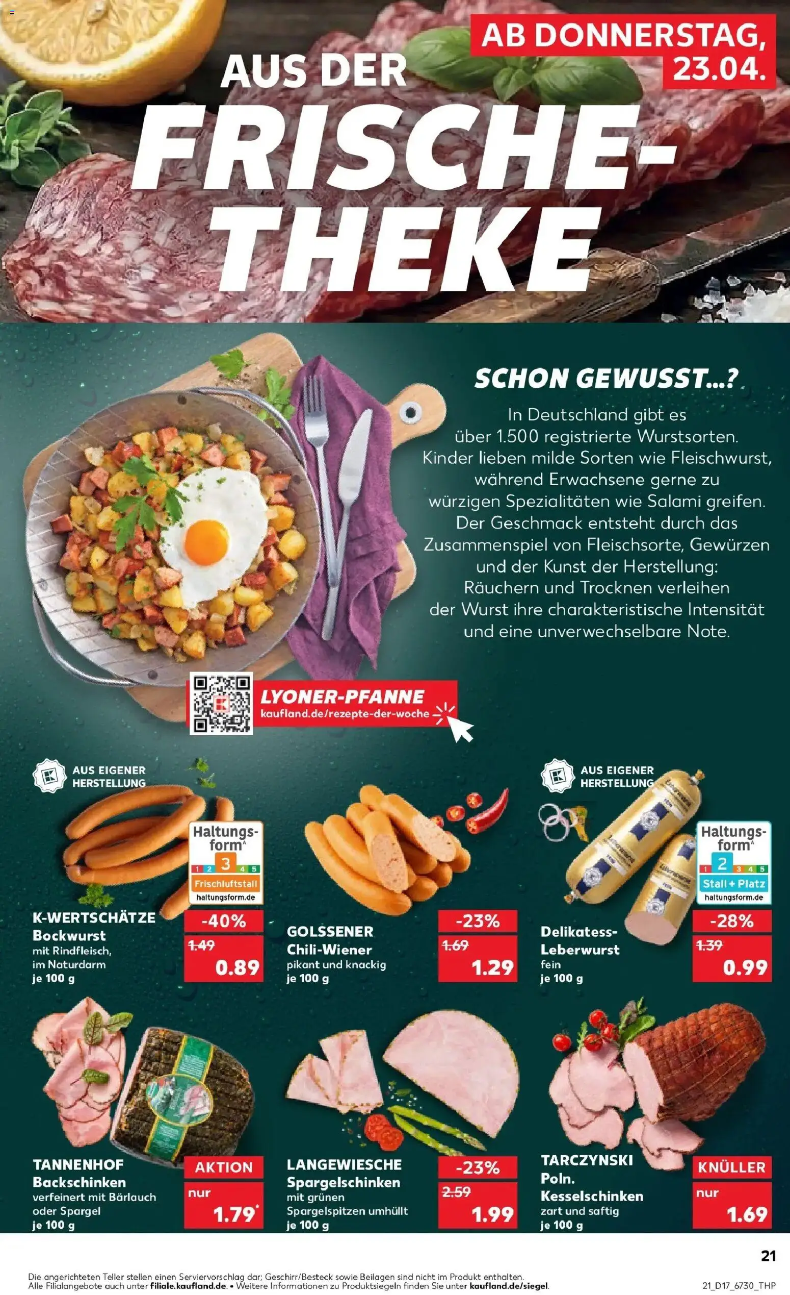 Kaufland Prospekt Bautzen	 – gültig ab 23.04.2026 | Seite: 21 | Produkte: Theke, Spargel, Wurst, Salami