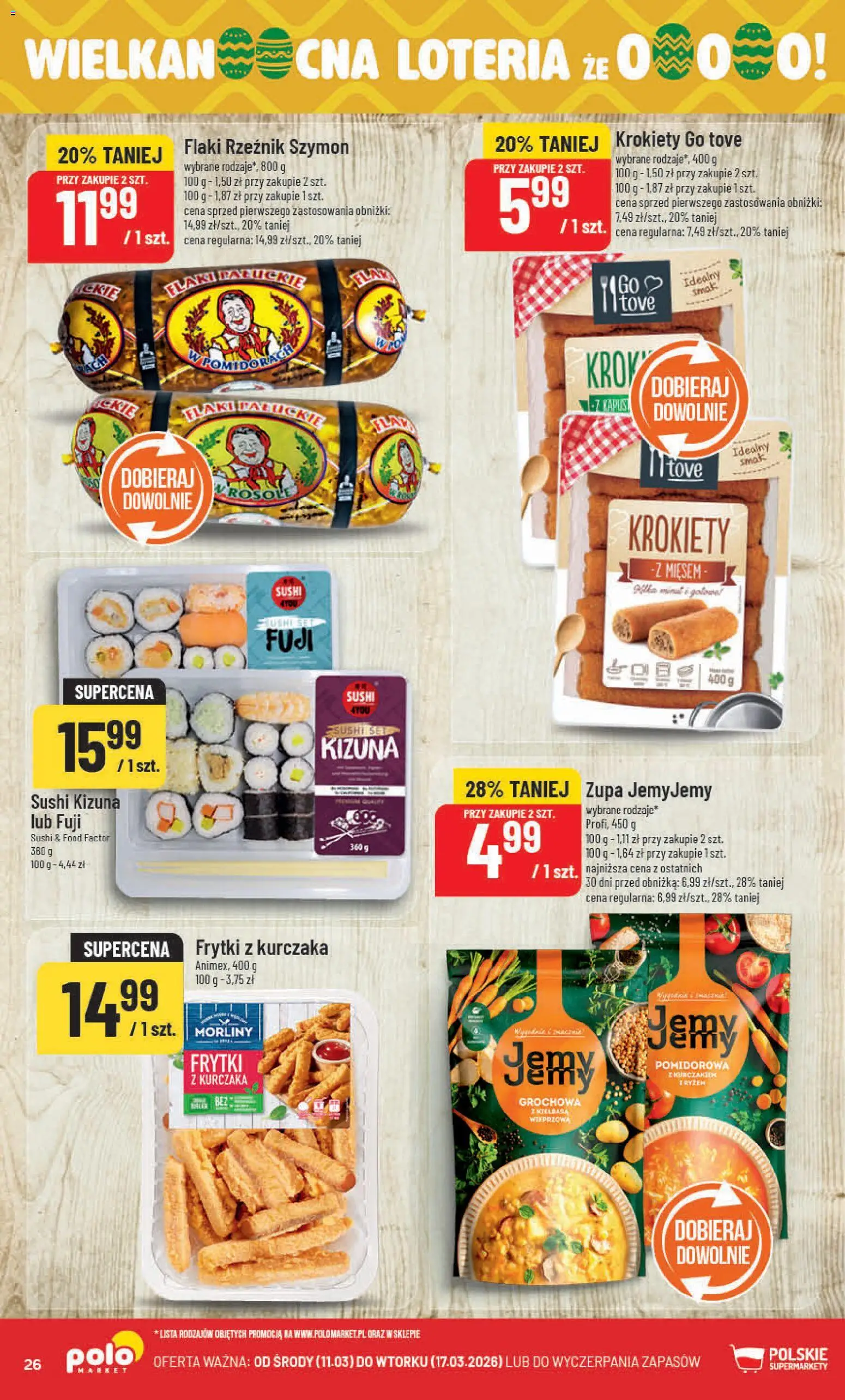 POLOmarket gazetka od 11.03.2026 | Strona: 26 | Produkty: Krokiety, Flaki, Zupa, Frytki