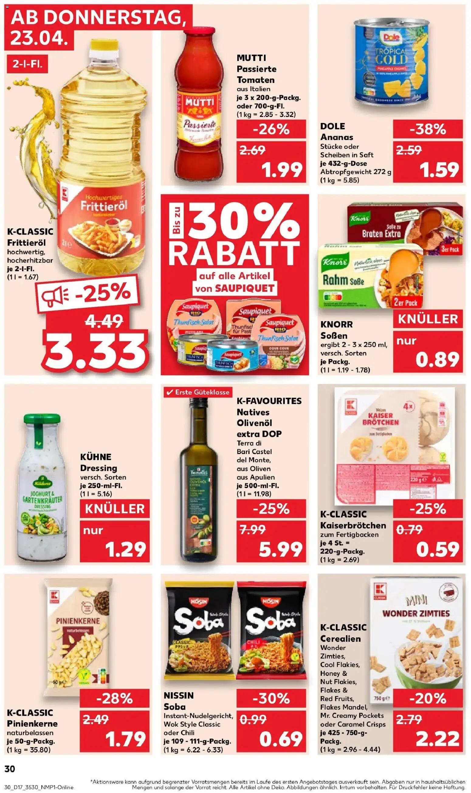 Kaufland Prospekt Bautzen	 – gültig ab 23.04.2026 | Seite: 30 | Produkte: Ananas, Knorr, Chili, Saft