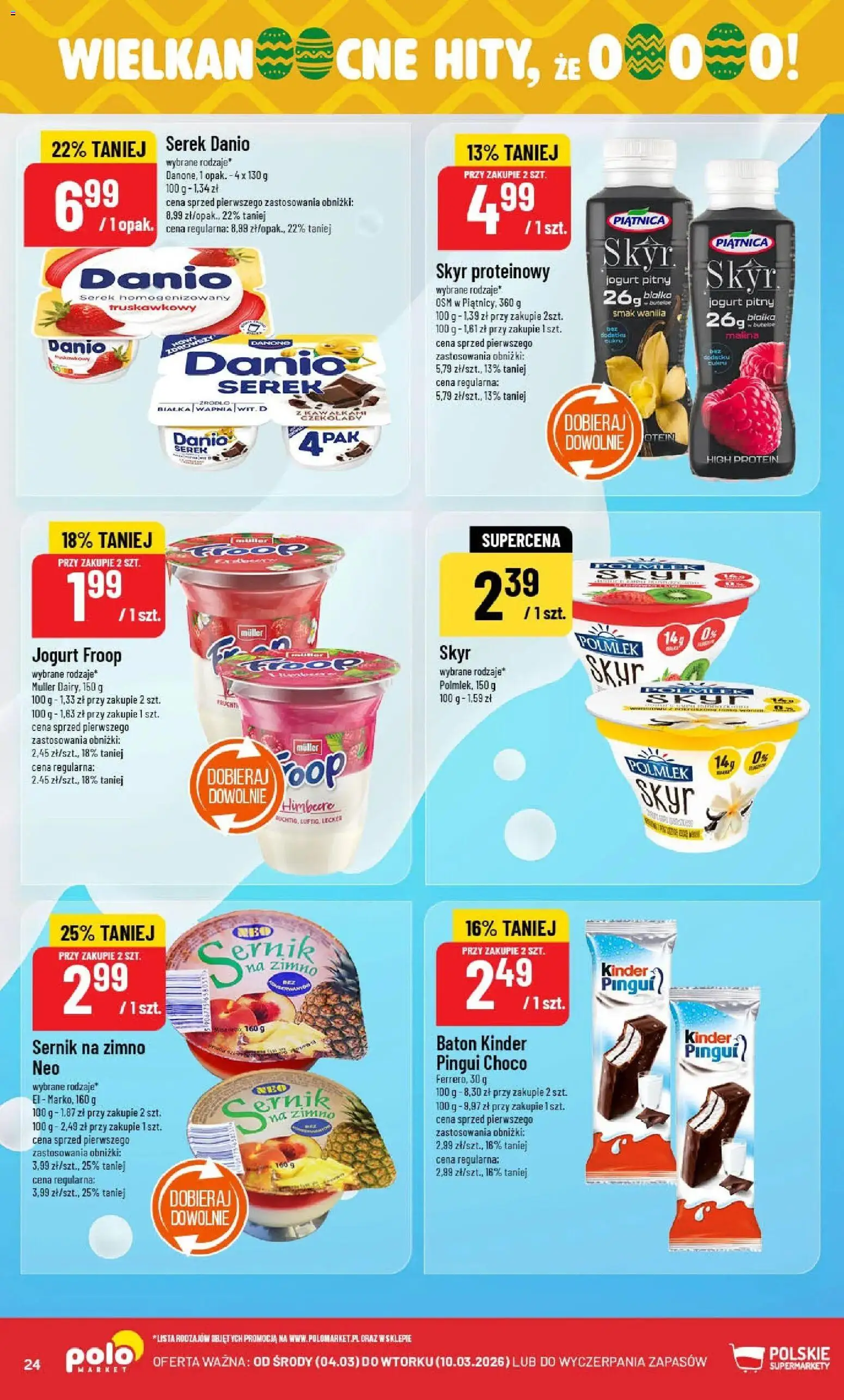 POLOmarket gazetka od 04.03.2026 | Strona: 24 | Produkty: Czekolady, Jogurt pitny, Baton, Jogurt