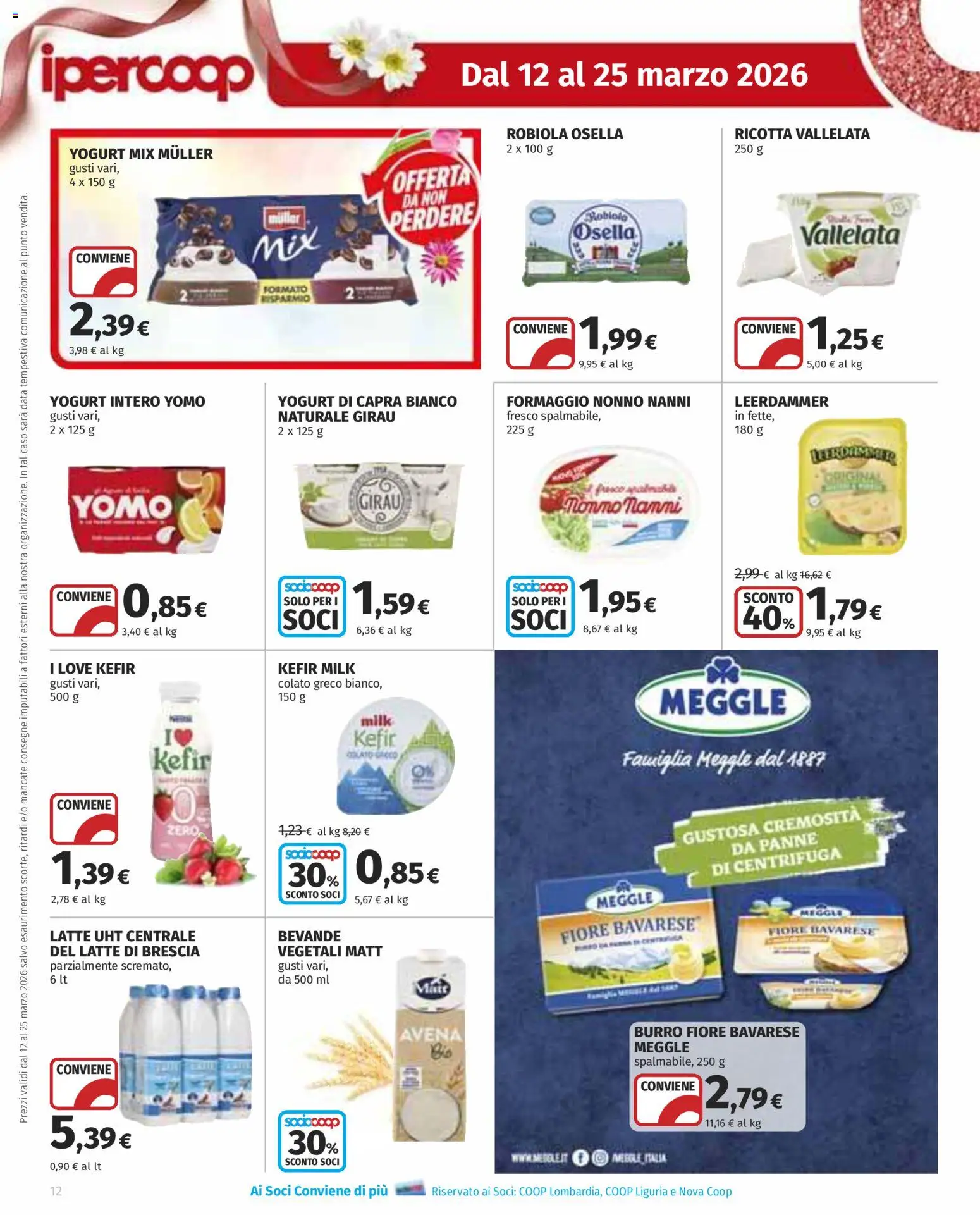 Volantino Ipercoop del 12.03.2026 | Pagina: 12 | Prodotti: Yogurt, Latte, Burro, Data