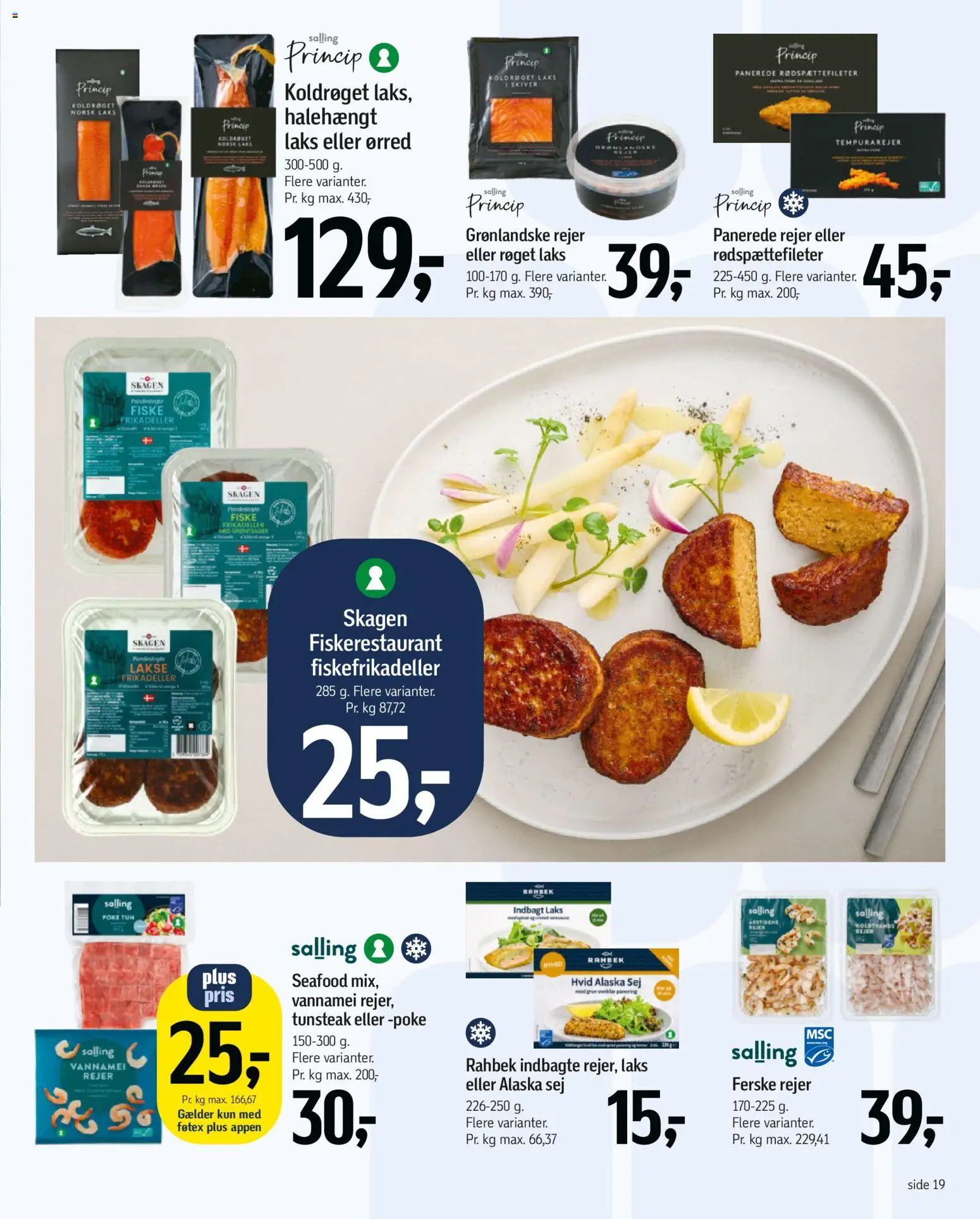 Føtex tilbudsavis – gyldig fra 01.05.2026 | Side: 19 | Produkter: Tun, Fiskefrikadeller, Frikadeller, Rejer