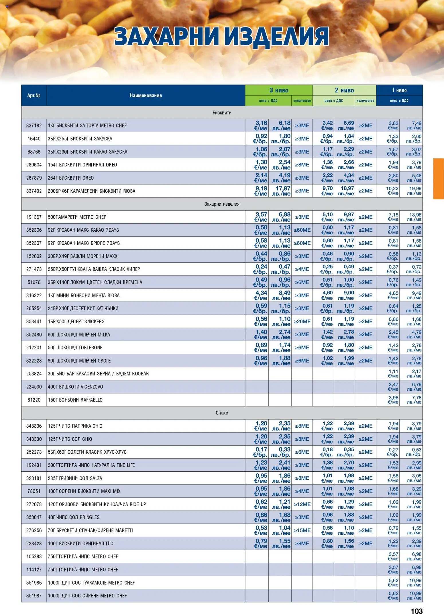 {H1} | Страница: 103 | Продукти: Сирене, Кроасан, Тунквана вафла, Lit pour bébés