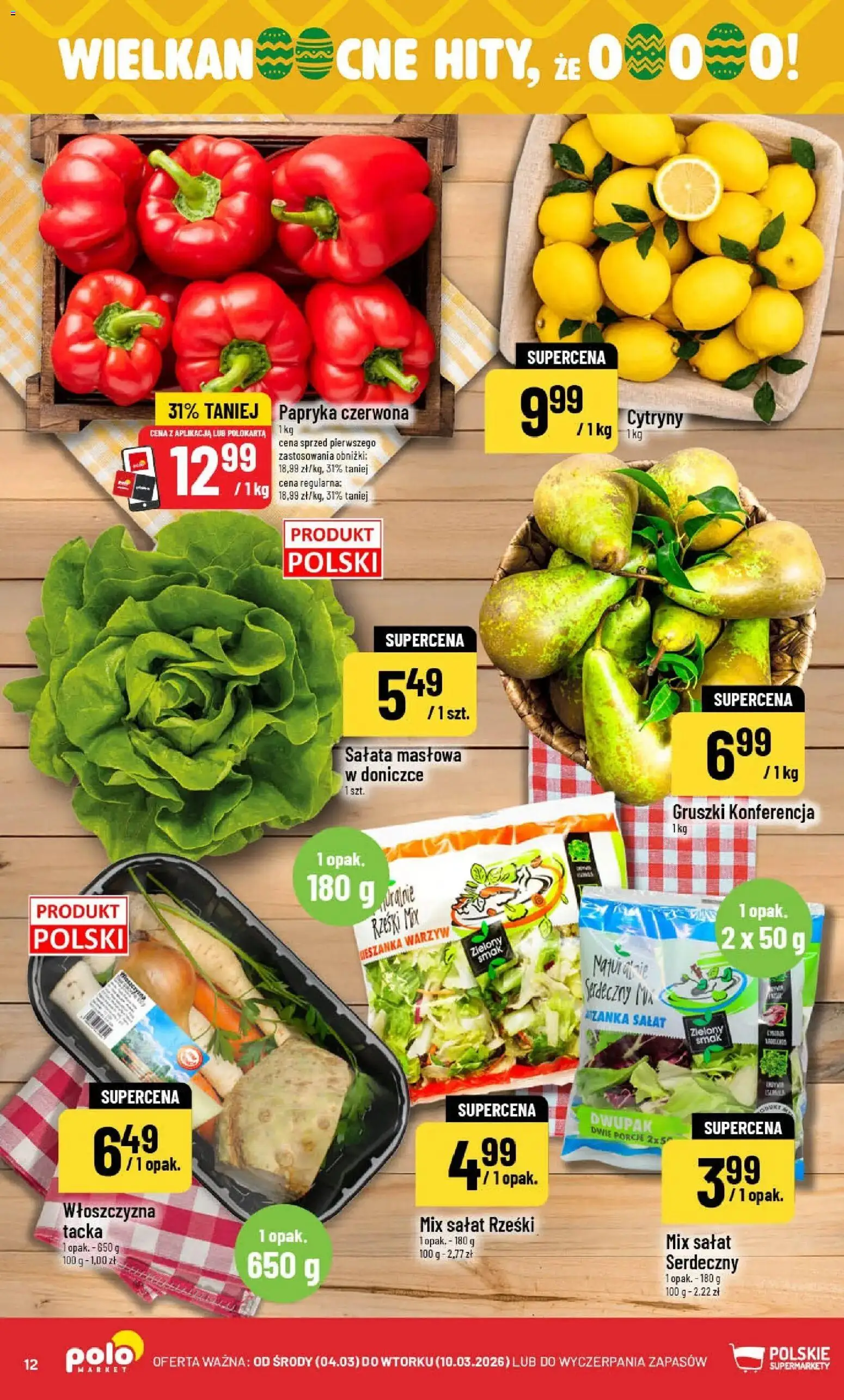 POLOmarket gazetka od 04.03.2026 | Strona: 12 | Produkty: Cytryny, Papryka, Mix sałat, Papryka czerwona