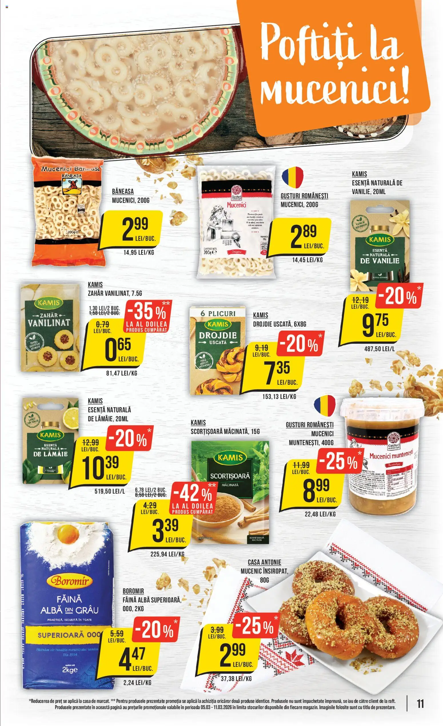 Noul catalog Mega Image – valabil de la 05.03.2026 | Pagină: 11 | Produse: Făină, Bourbon, Zahăr, Lămâie
