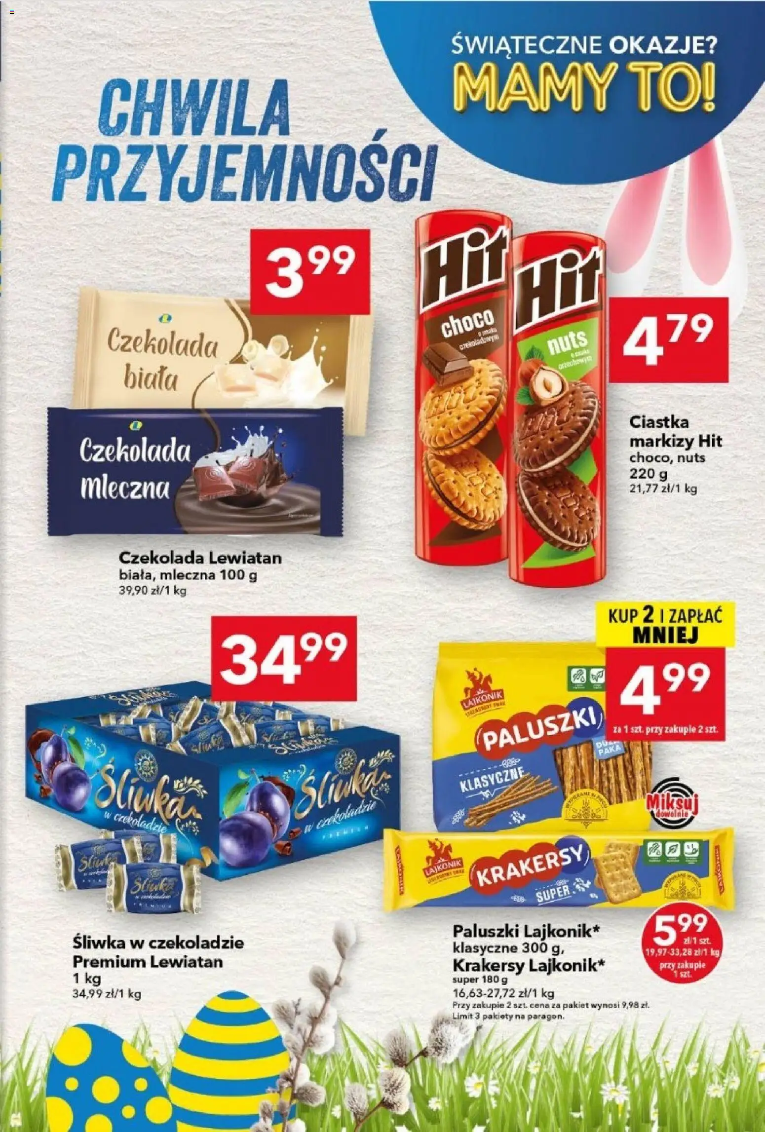 Lewiatan gazetka od 12.03.2026 | Strona: 9 | Produkty: Paluszki, Krakersy, Czekolada, Ciastka