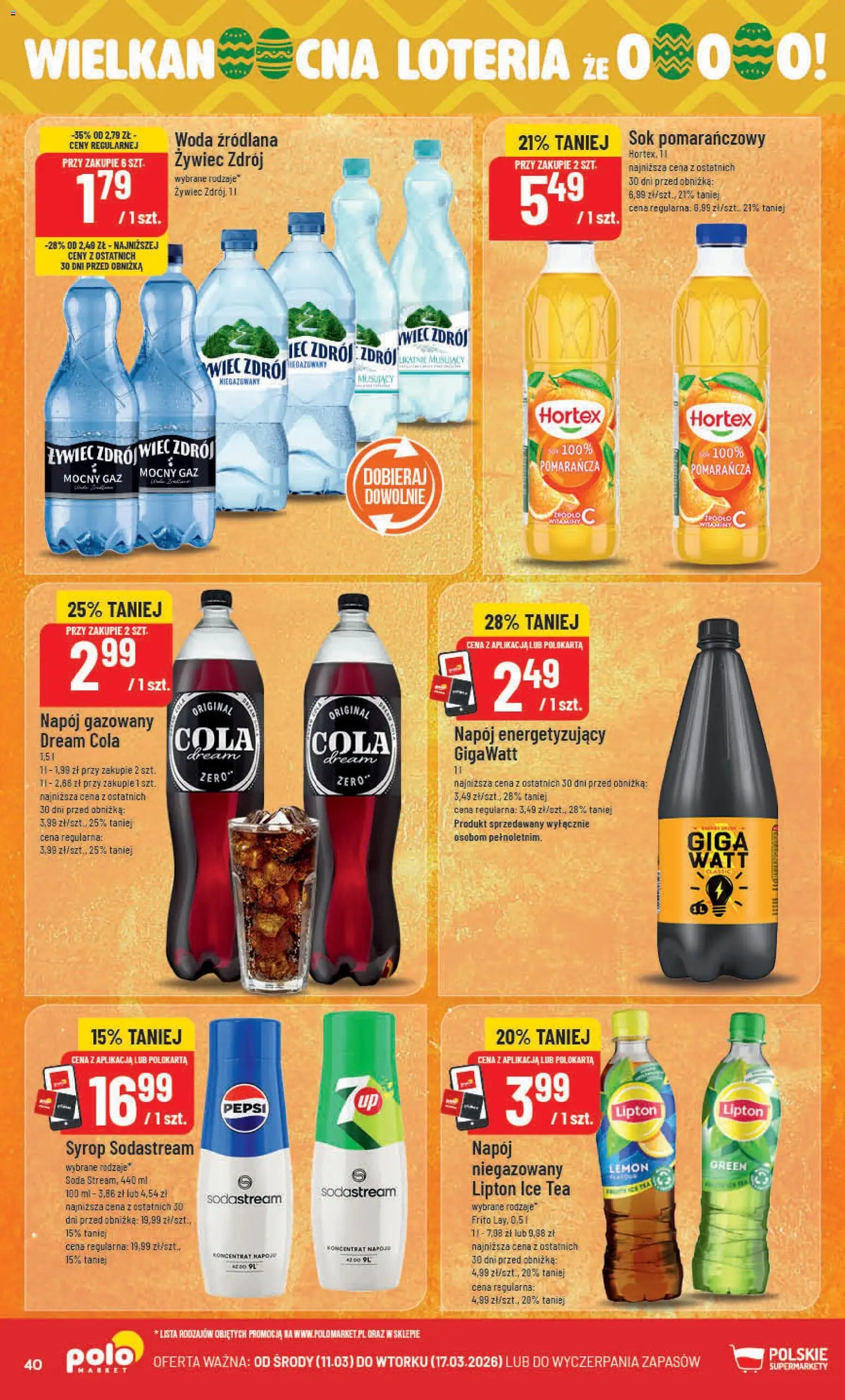 POLOmarket gazetka od 11.03.2026 | Strona: 40 | Produkty: Ice Tea, Pepsi, Sok, Sodastream