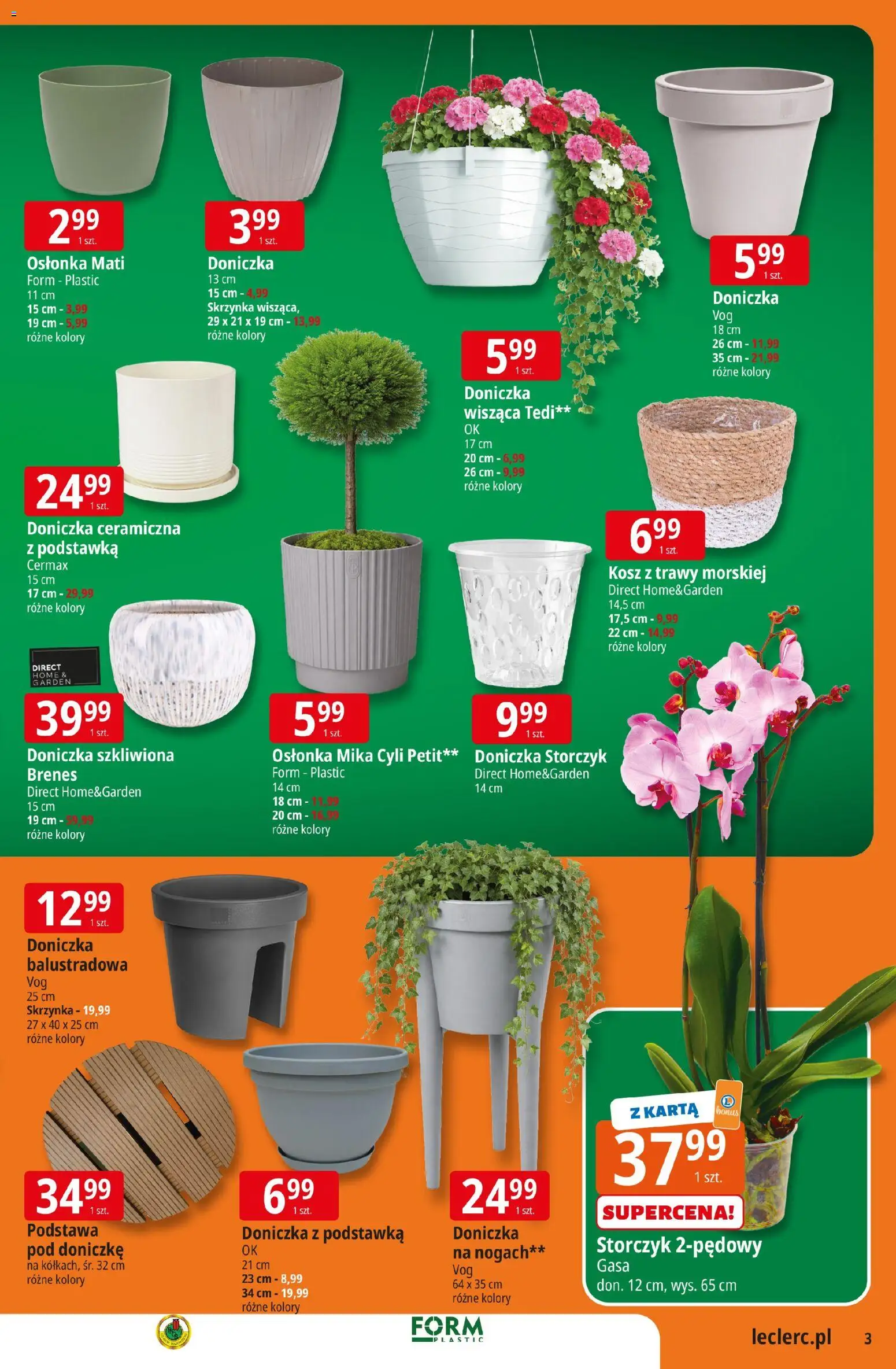 E.Leclerc gazetka - Kłodzko od 10.03.2026 | Strona: 3 | Produkty: Karta, Trawy, Doniczka, Storczyk