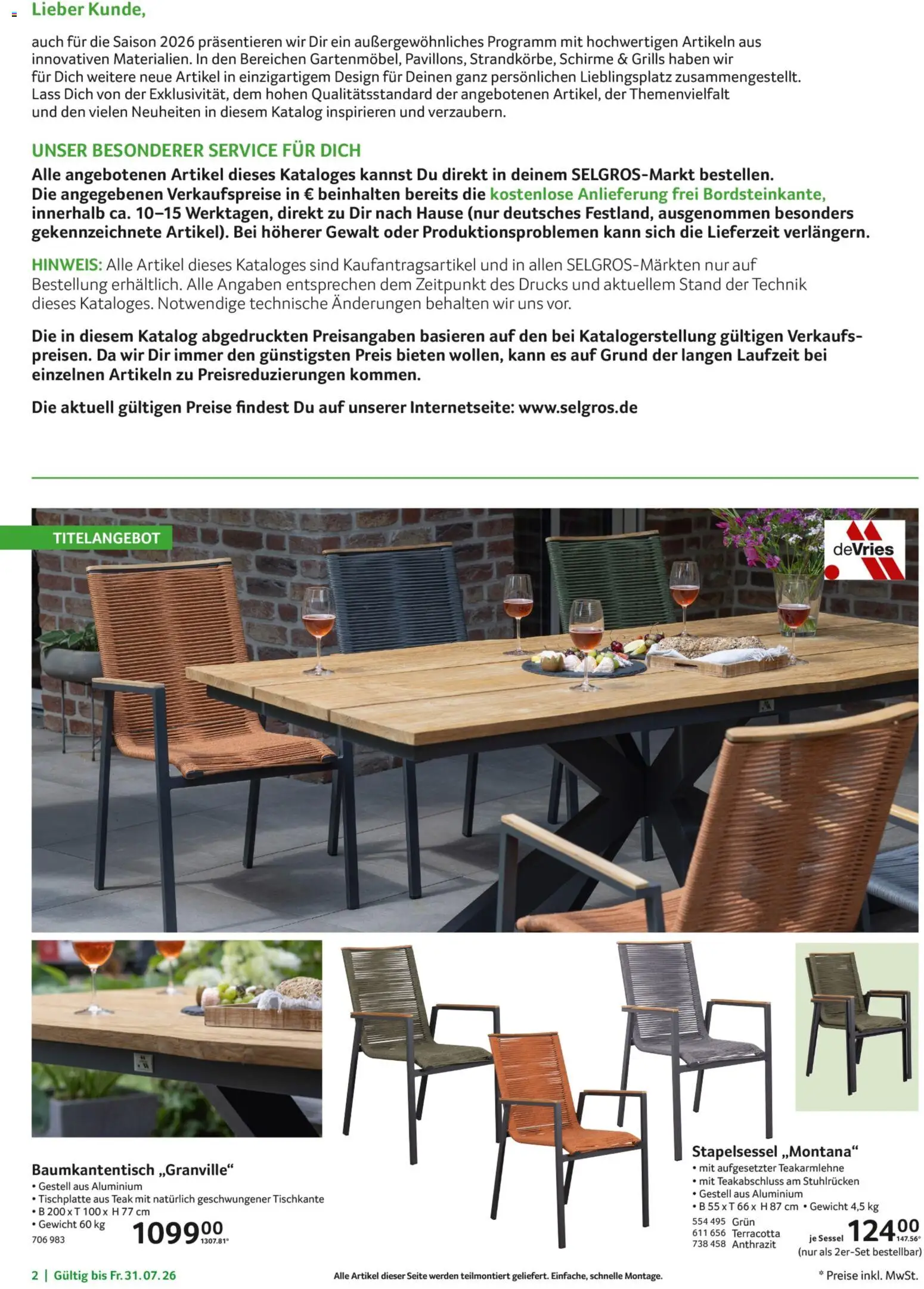 Selgros Garten Exklusiv – gültig ab 19.03.2026 | Seite: 2 | Produkte: Gewicht, Sessel