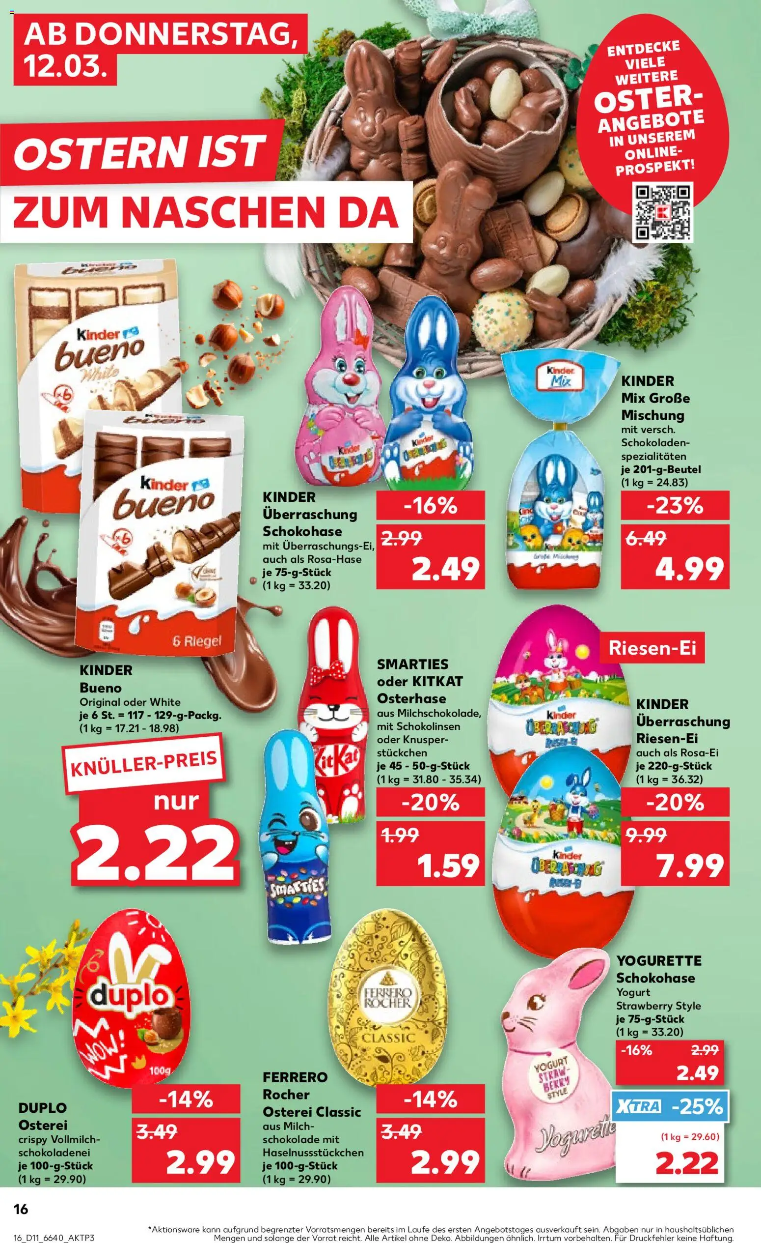 Kaufland Německo leták od 12.03.2026 | Strana: 16 | Produkty: Ferrero Rocher, Kinder