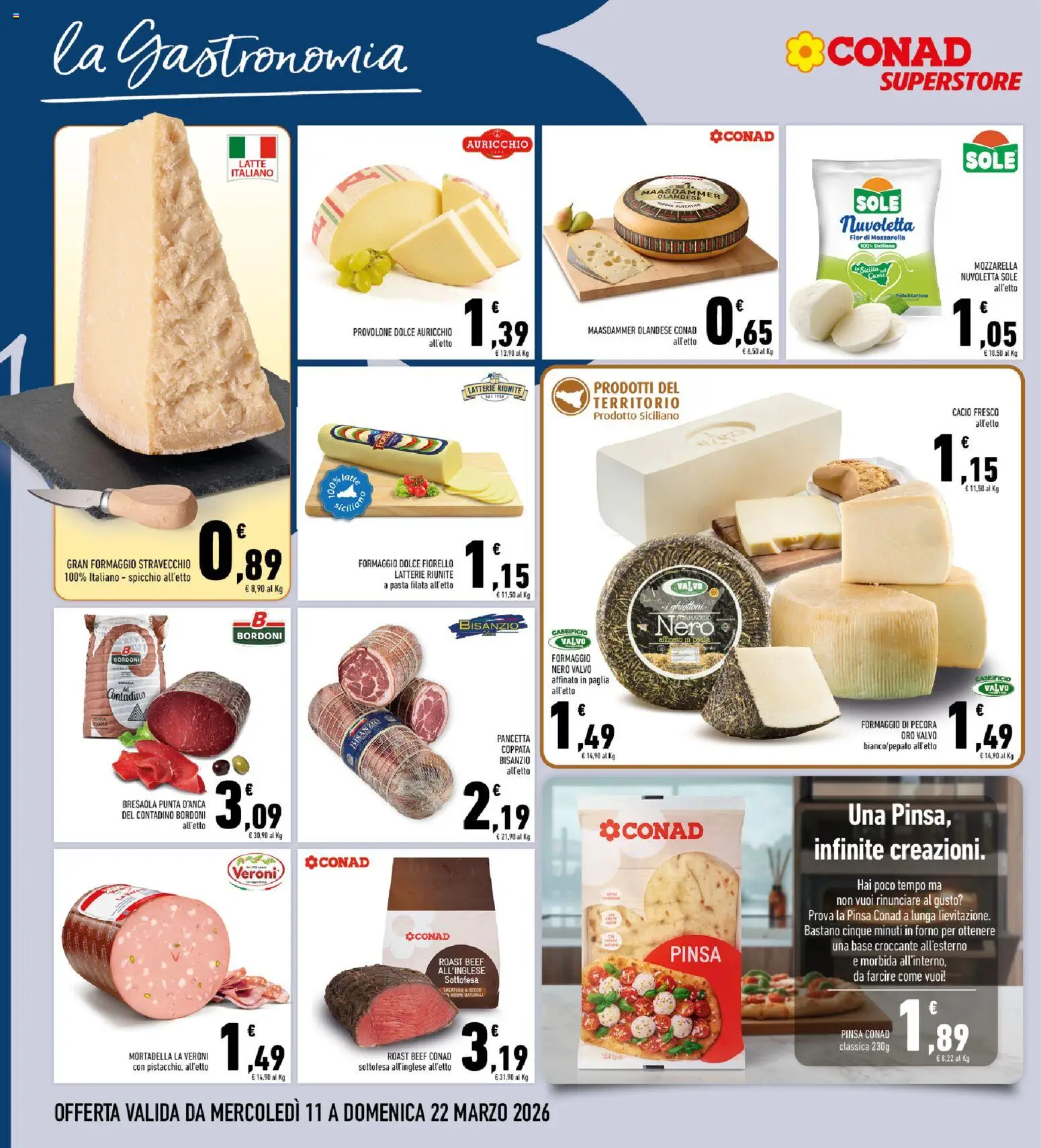 Volantino Conad del 11.03.2026 | Pagina: 8 | Prodotti: Provolone, Latte, Pasta, Mortadella