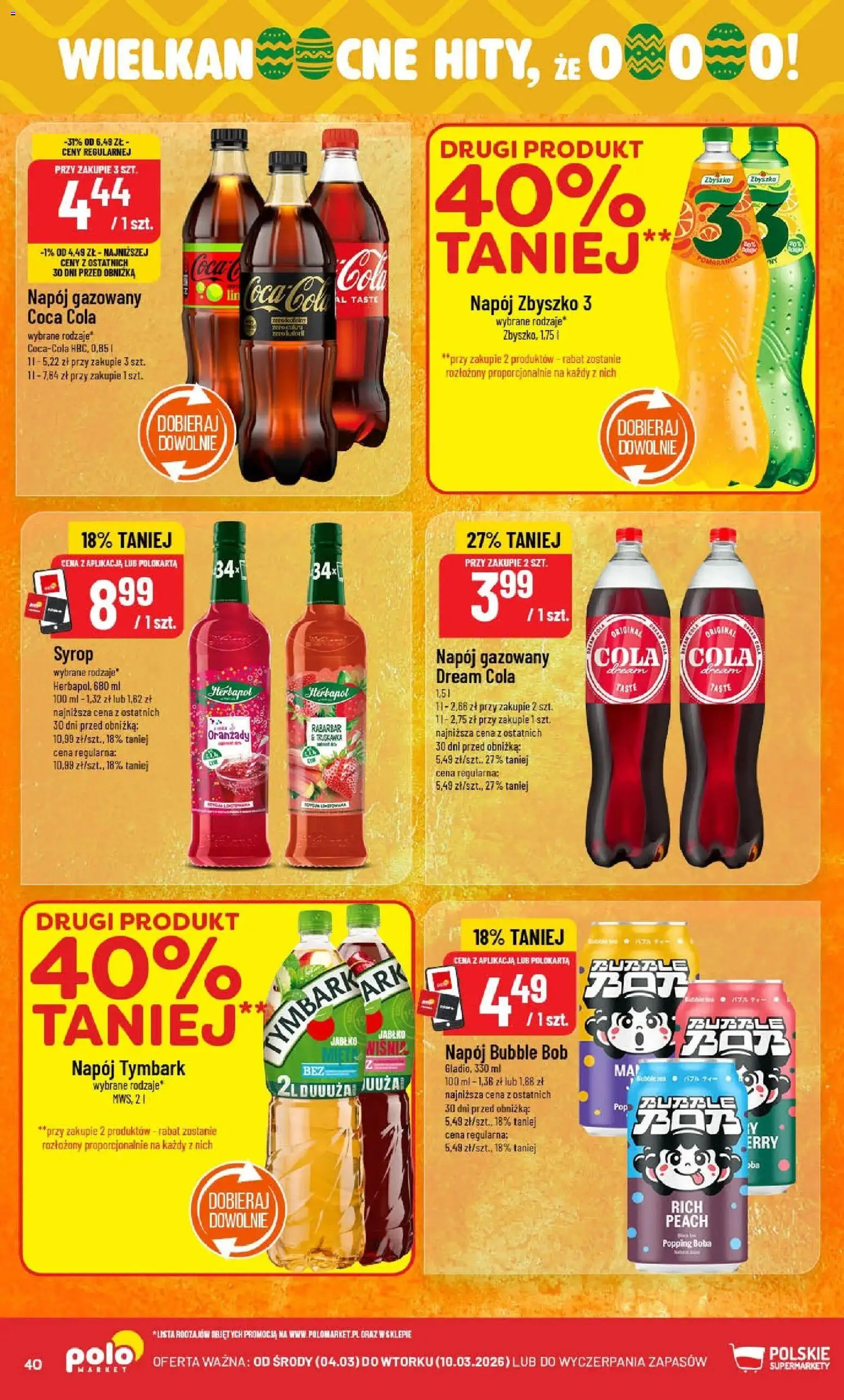 POLOmarket gazetka od 04.03.2026 | Strona: 40 | Produkty: Syrop, Coca cola, Bób
