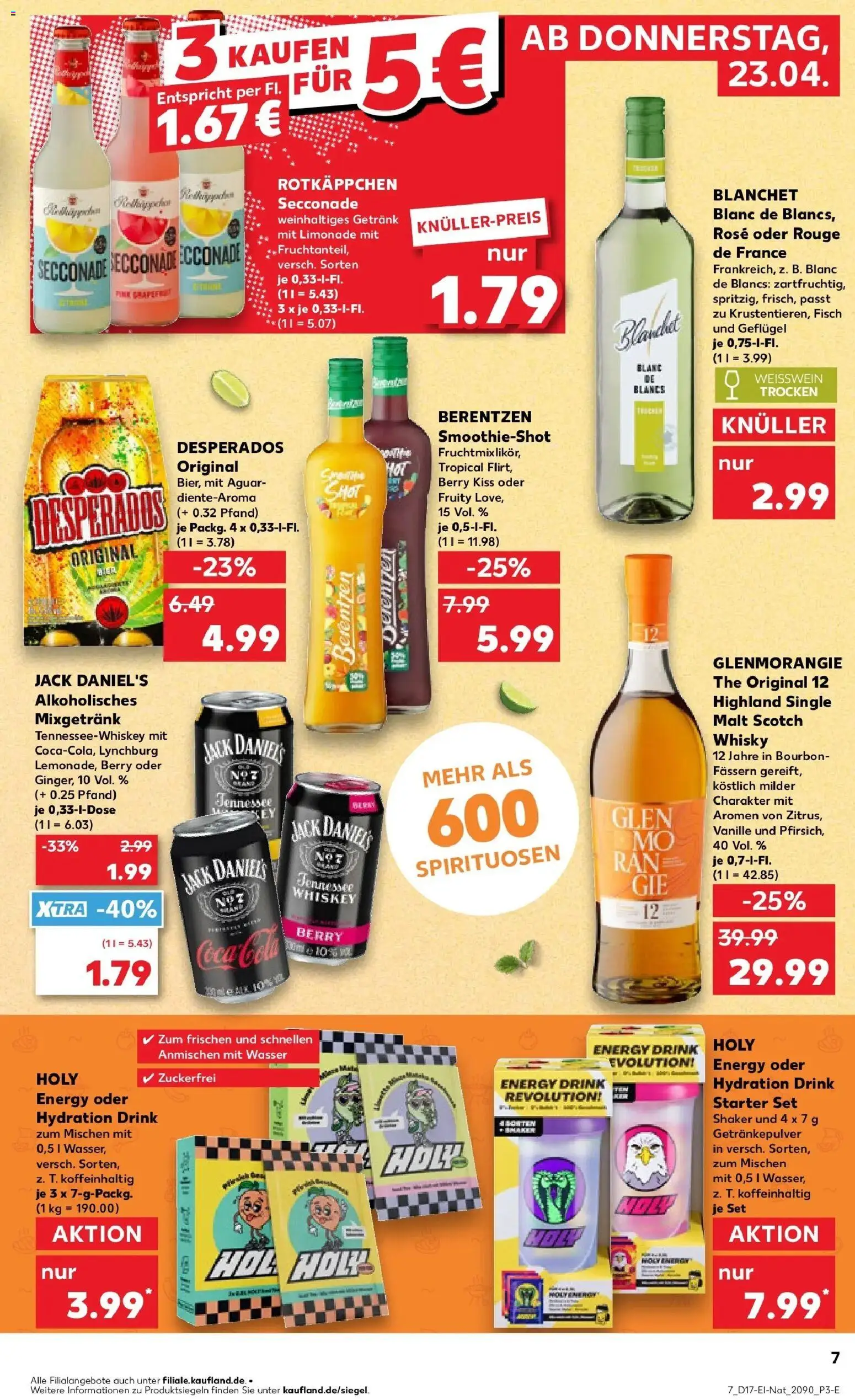 Kaufland Prospekt Bautzen	 – gültig ab 23.04.2026 | Seite: 7 | Produkte: Energy, Weißwein, Jack Daniel's, Fisch