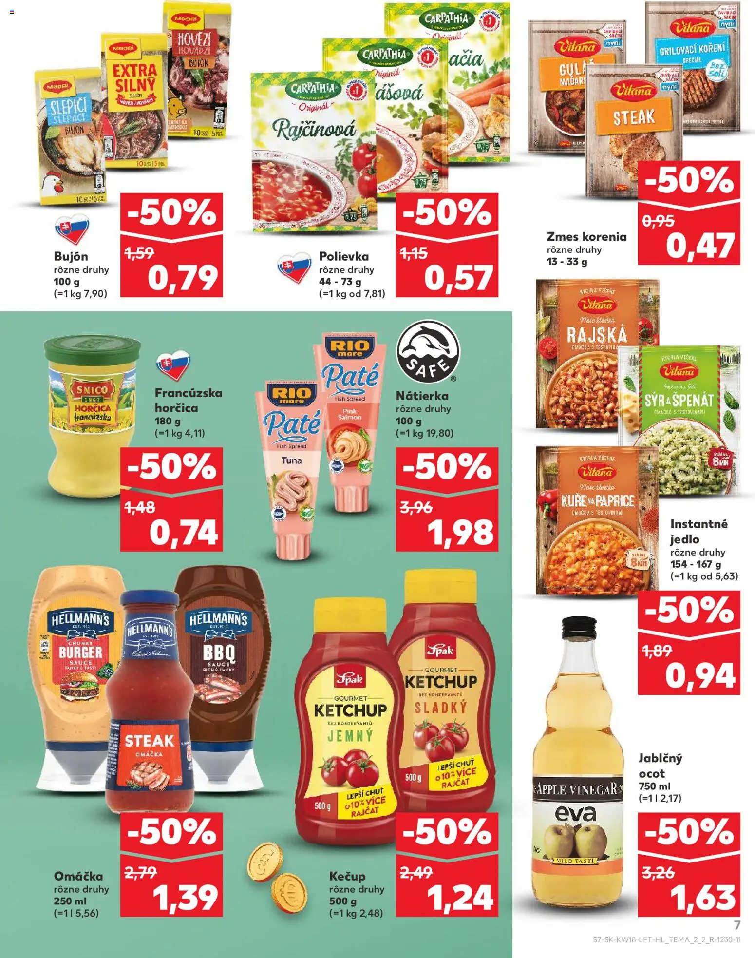 Nové Kaufland akcie – leták je platný od 30.04.2026 | Strana: 7 | Produkty: Rio Mare, Omáčka, Steak, Ocot