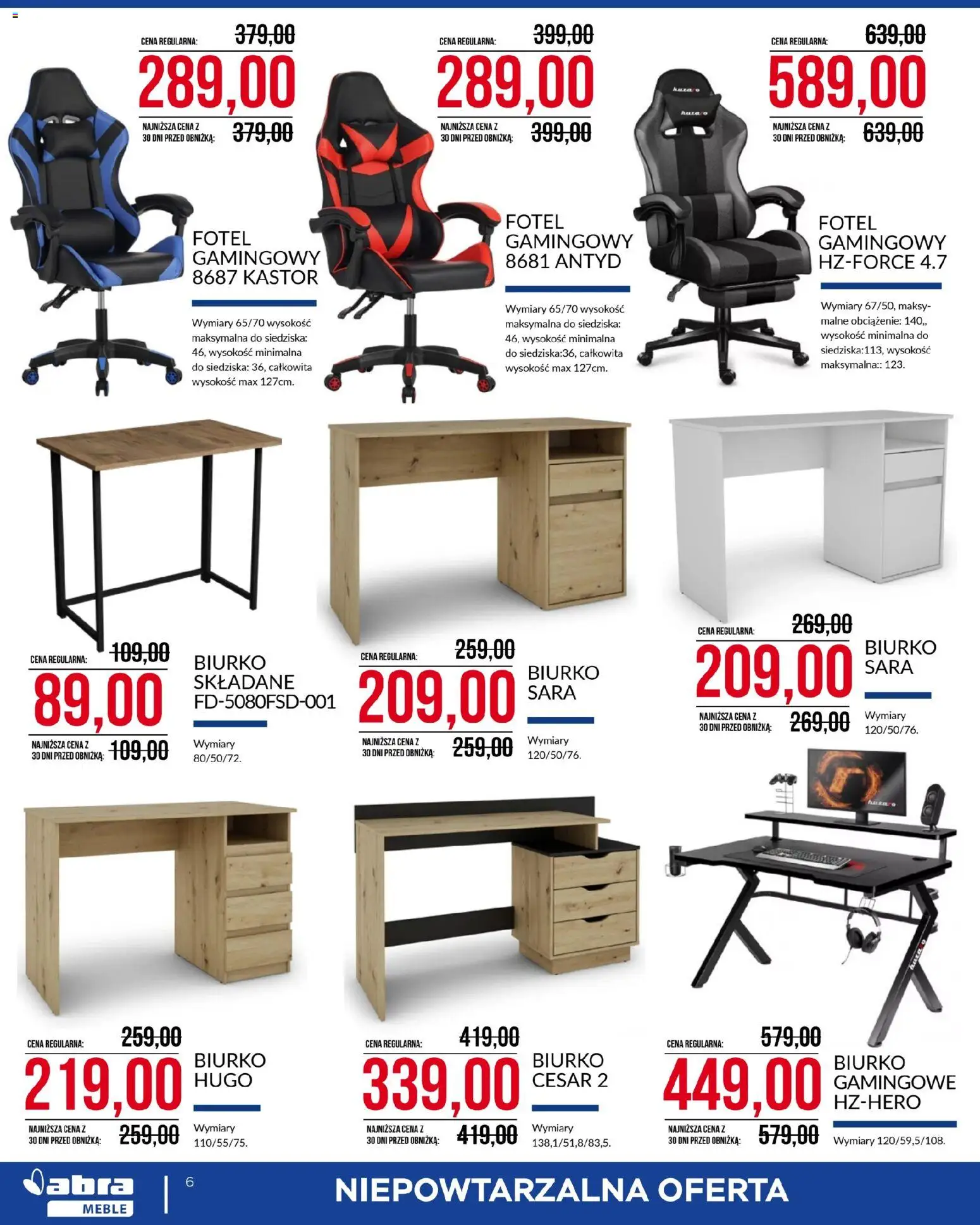 Abra meble gazetka od 04.03.2026 | Strona: 6 | Produkty: Fotel, Biurko
