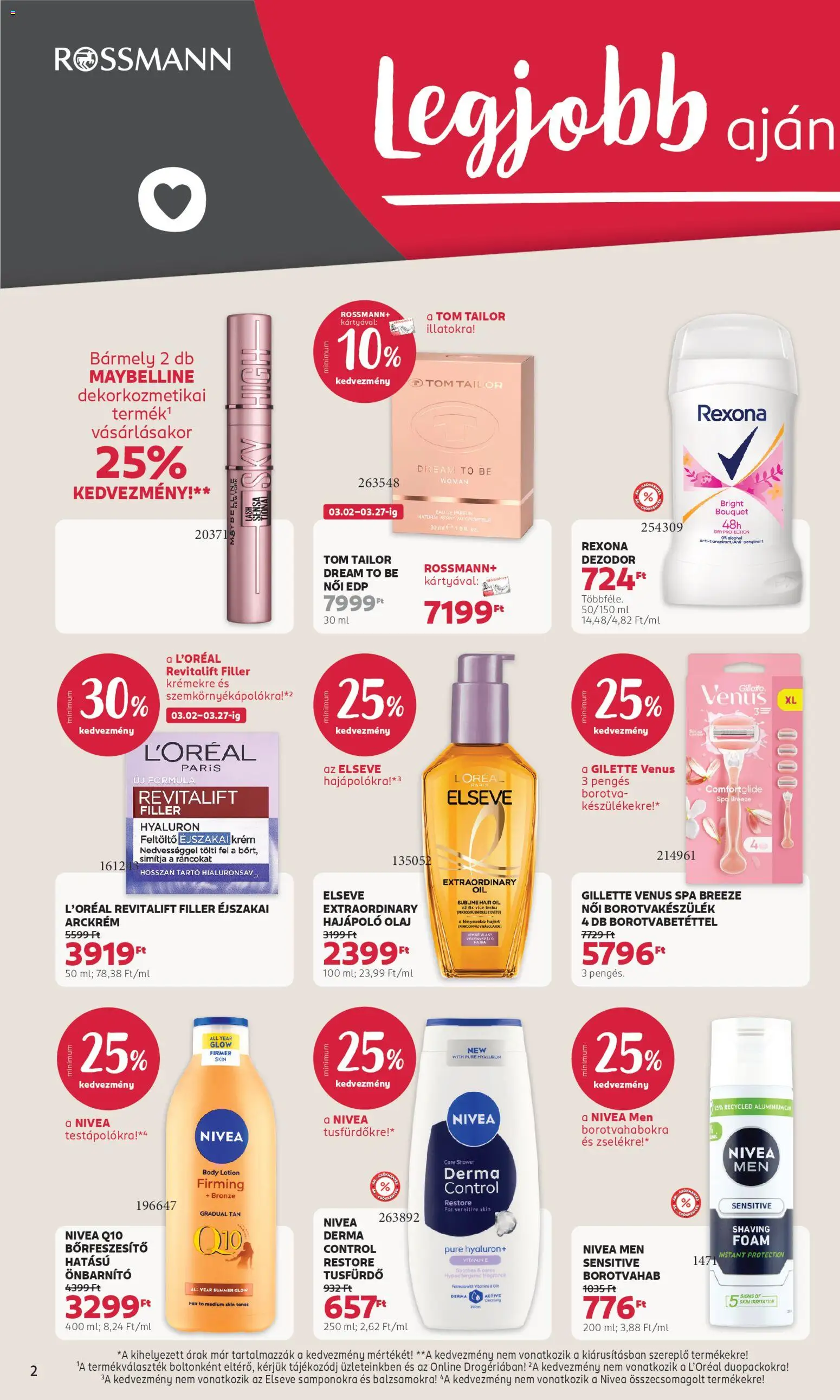 Rossmann akciós ujság - amely érvényes a következő dátumtól: 16.03.2026 | Oldal: 2 | Termékek: Body, Borotva, Parfüm, Dezodor