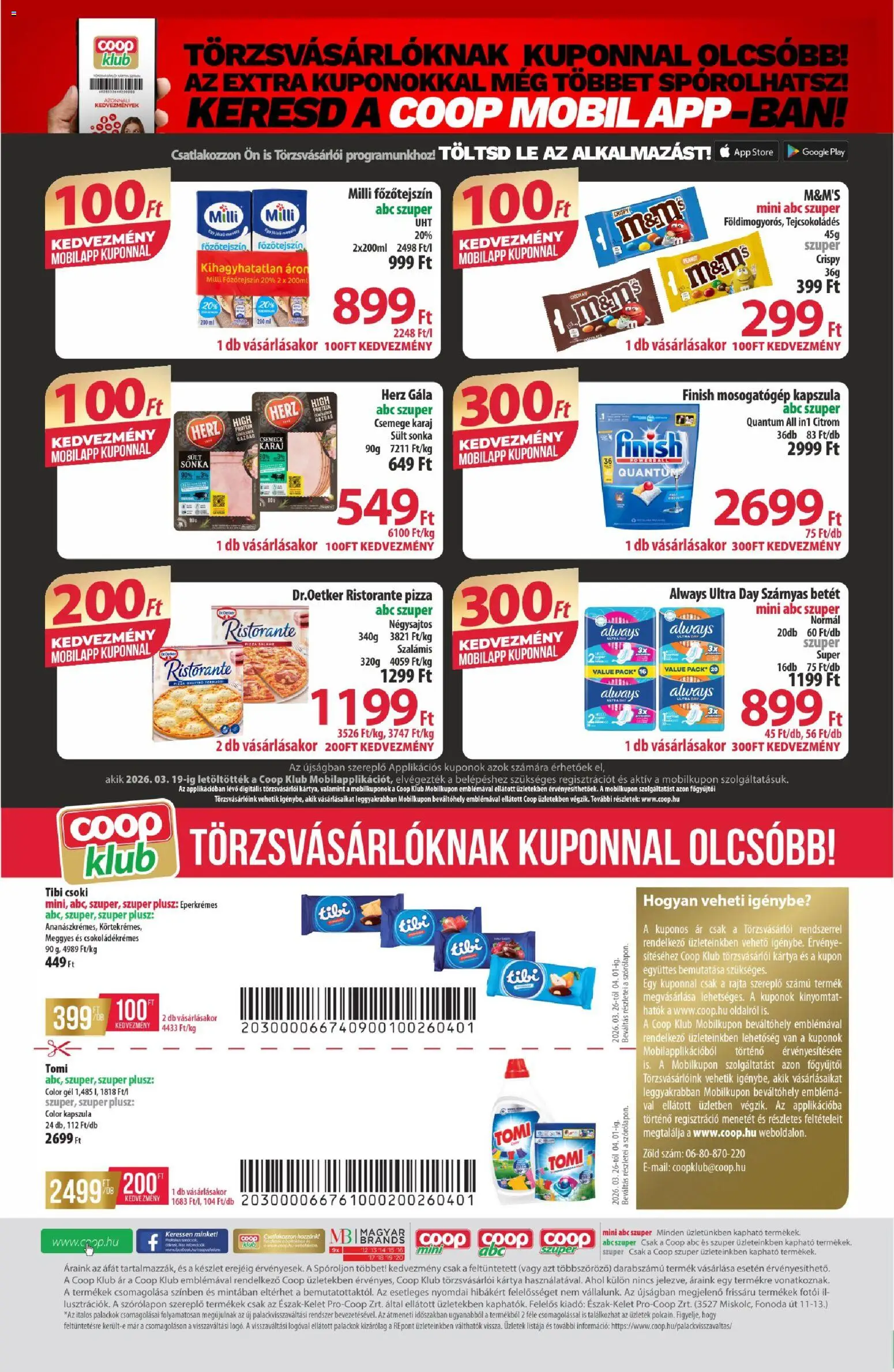 COOP akciós ujság - amely érvényes a következő dátumtól: 26.03.2026 | Oldal: 16 | Termékek: Főzőtejszín, Sonka, Protein, Karaj