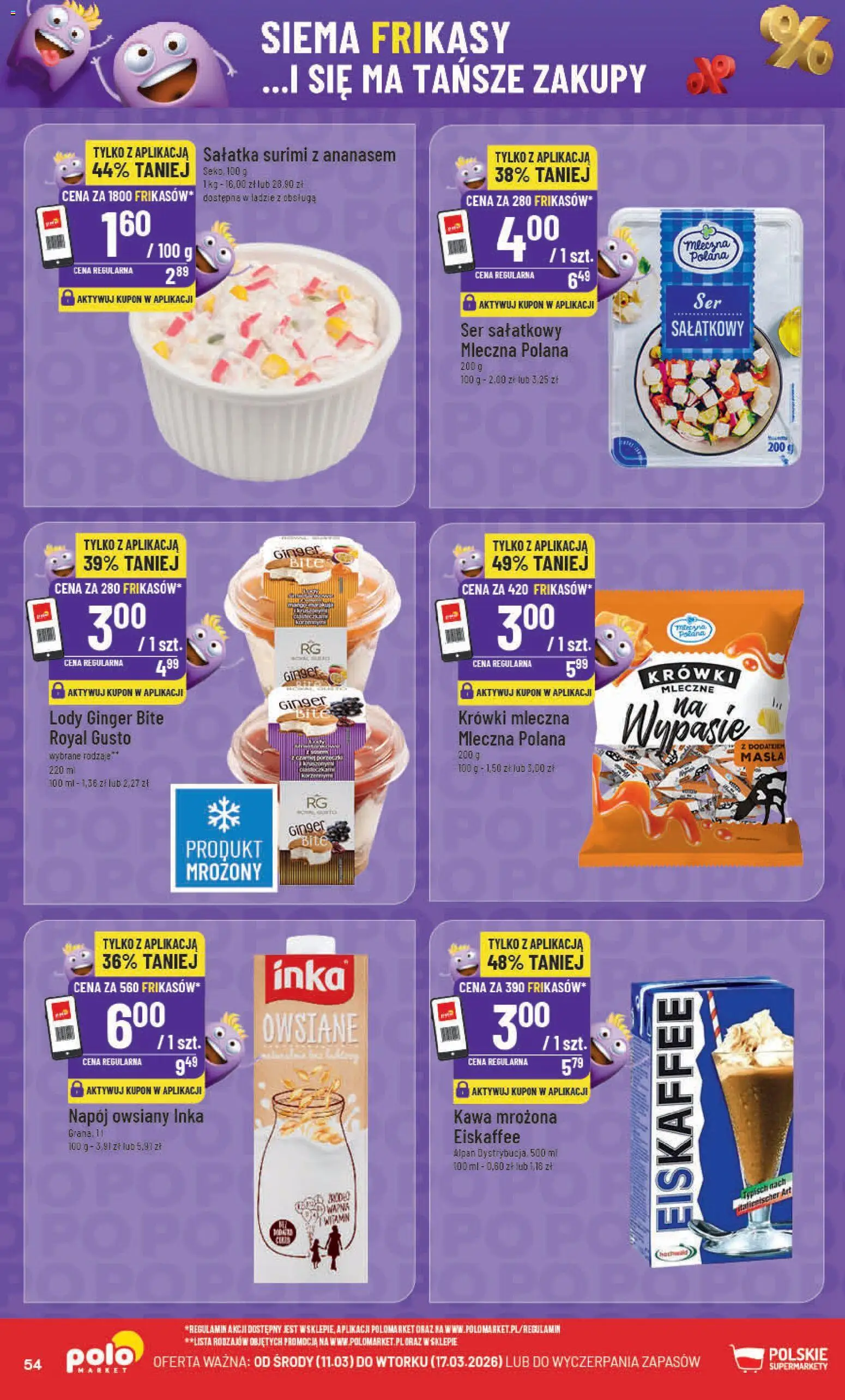 POLOmarket gazetka od 11.03.2026 | Strona: 54 | Produkty: Napój owsiany, Surimi, Kawa, Lody