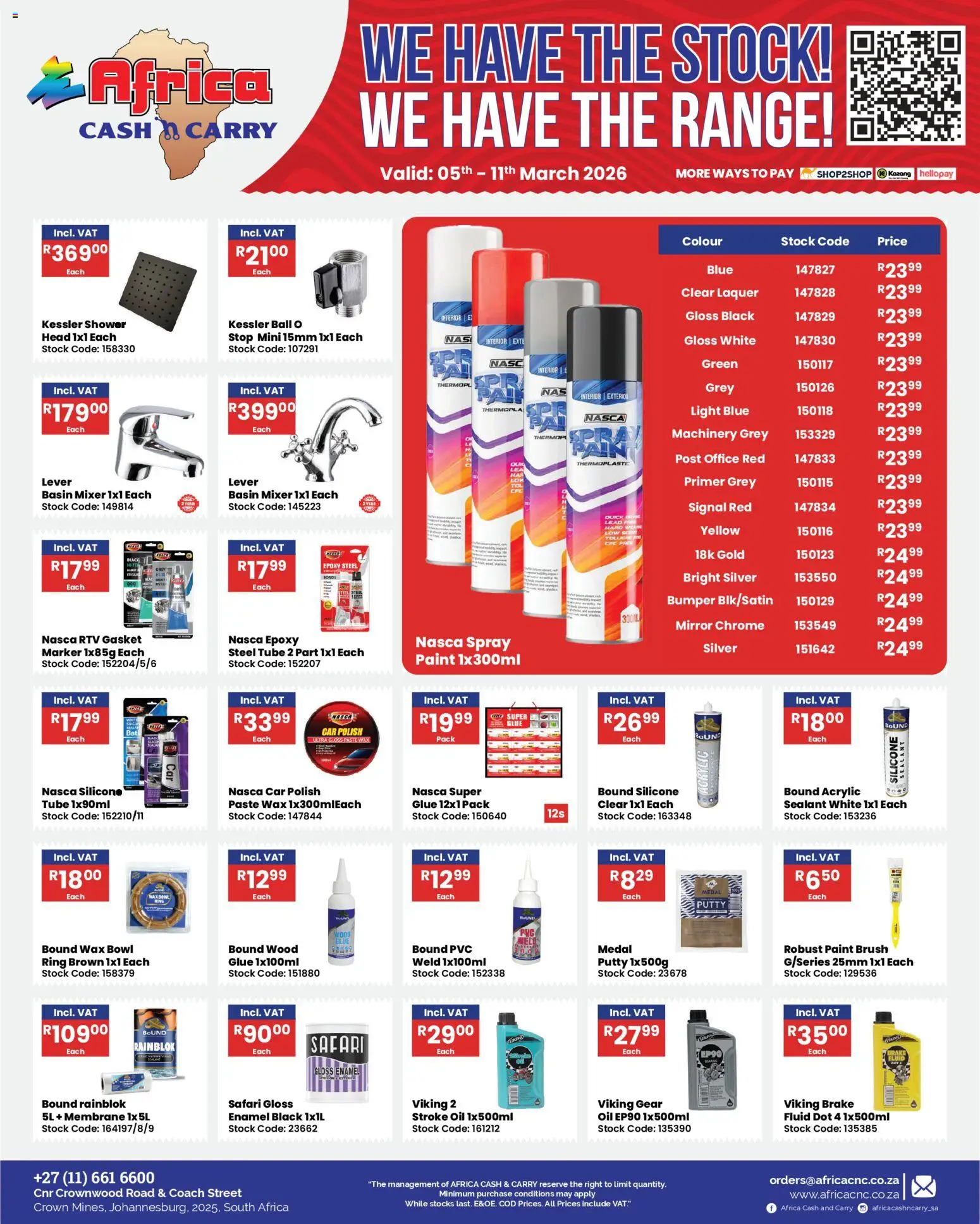 New Africa Cash & Carry catalogue – valid from 05.03.2026 | Page: 26 | Products: Primer, Gloss, Brush, Basin