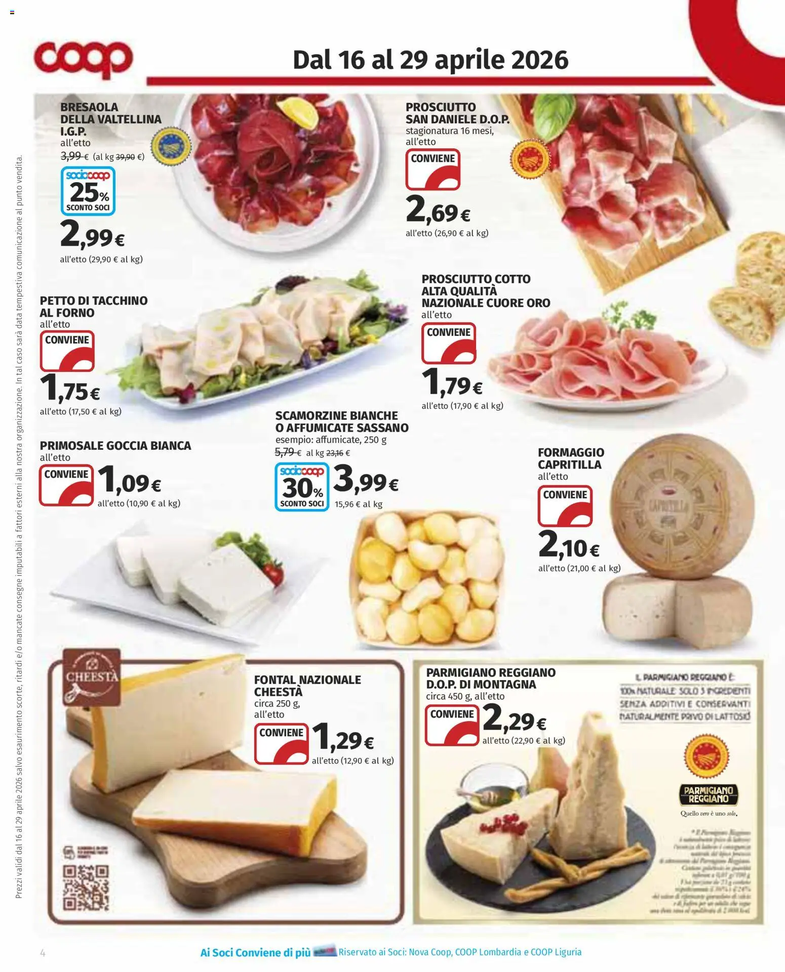 Volantino COOP del 16.04.2026 | Pagina: 4 | Prodotti: Bresaola, Data, Forno, Parmigiano