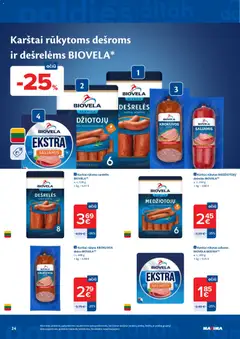 MAXIMA leidinys galioja nuo 28.04.2026 | Puslapis: 24 | Prekių: Sardelės, Dešrelės, Saliamis, Dešra