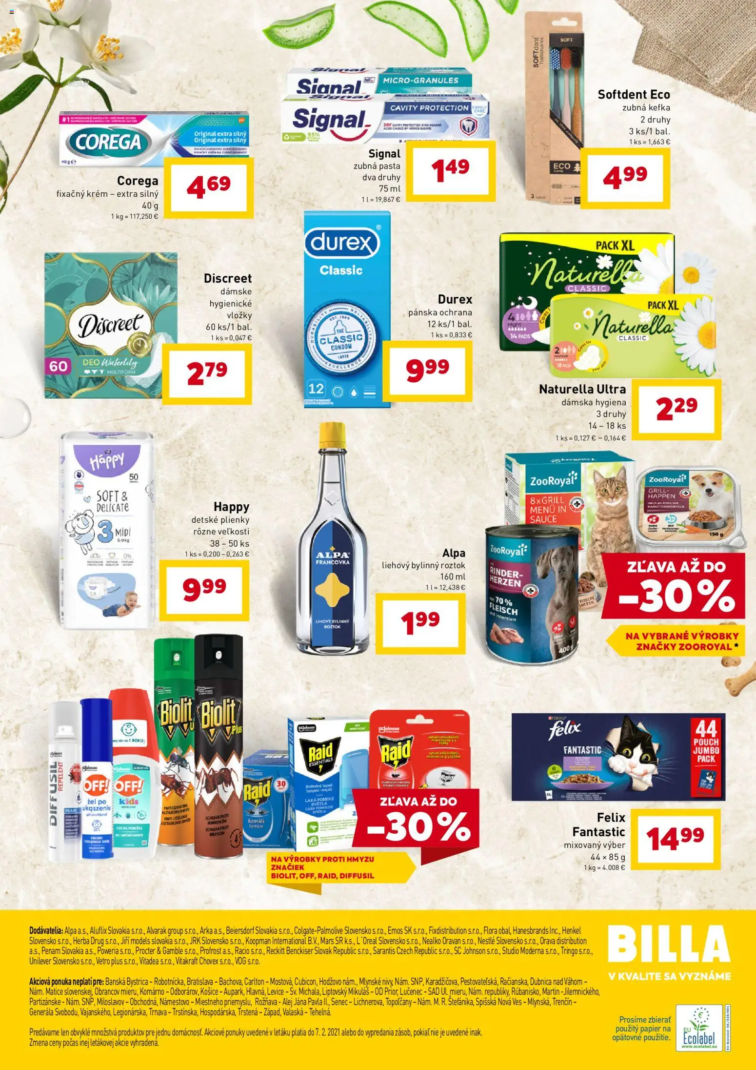 Nové Billa akcie – leták je platný od 29.04.2026 | Strana: 6 | Produkty: Zubná kefka, Zubná pasta, Alpa, Plienky