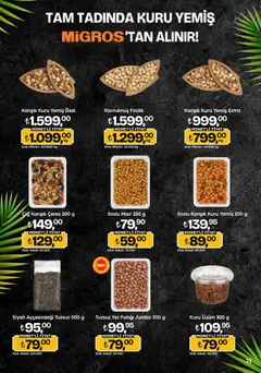 16.04.2026 tarihinden itibaren geçerli olan Migros kataloğu önizlemesi | Sayfa: 21 | Ürünler: Fındık, Kuru üzüm, Yer fıstığı, Mısır