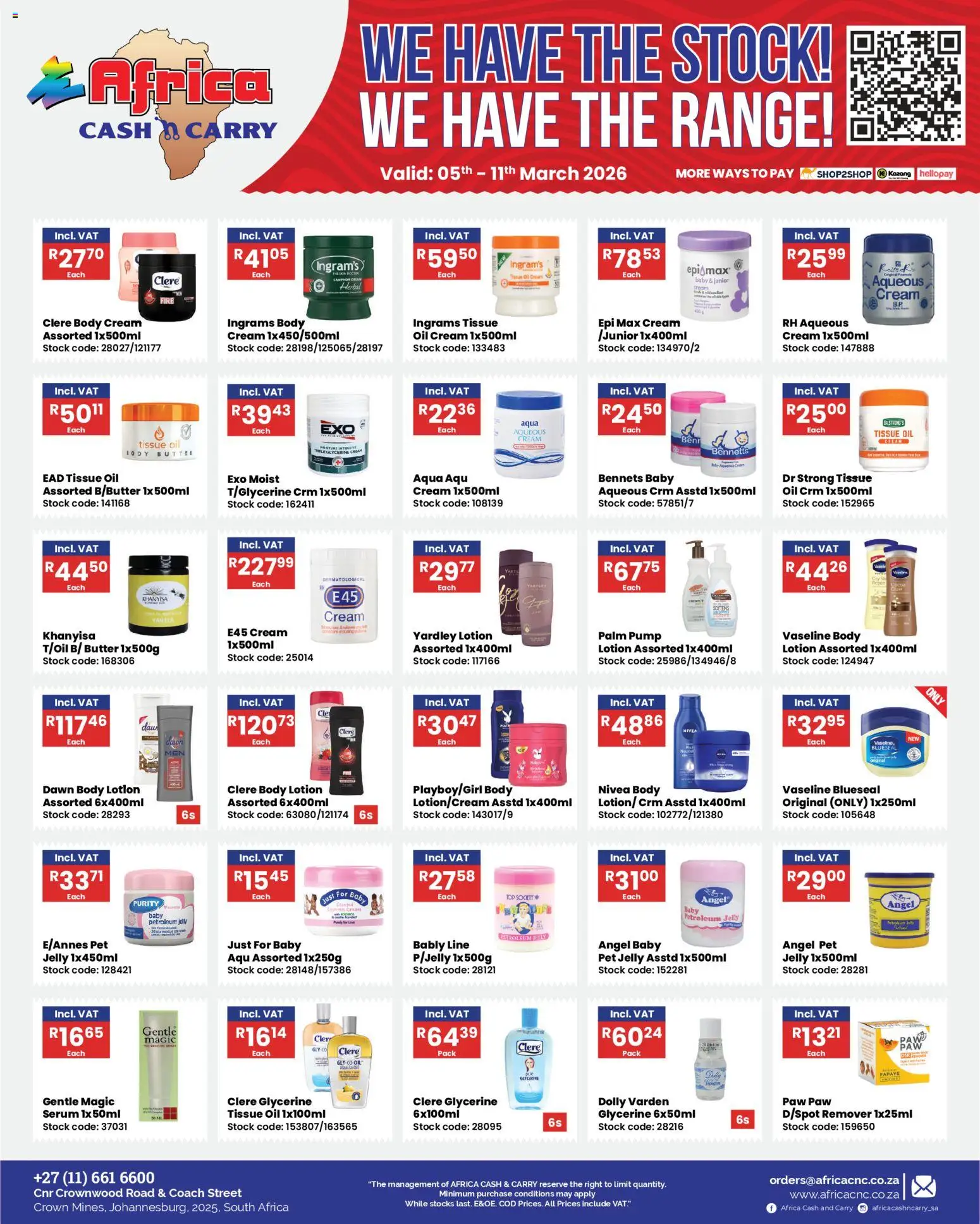 New Africa Cash & Carry catalogue – valid from 05.03.2026 | Page: 5 | Products: Plate, Oil, Stock, Petroleum jelly