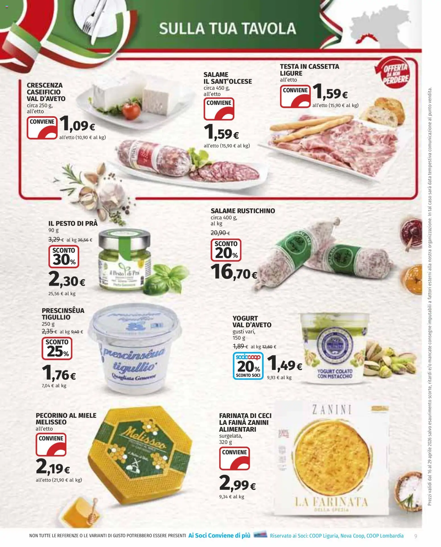 Volantino COOP del 16.04.2026 | Pagina: 9 | Prodotti: Salame, Ceci, Data, Crescenza