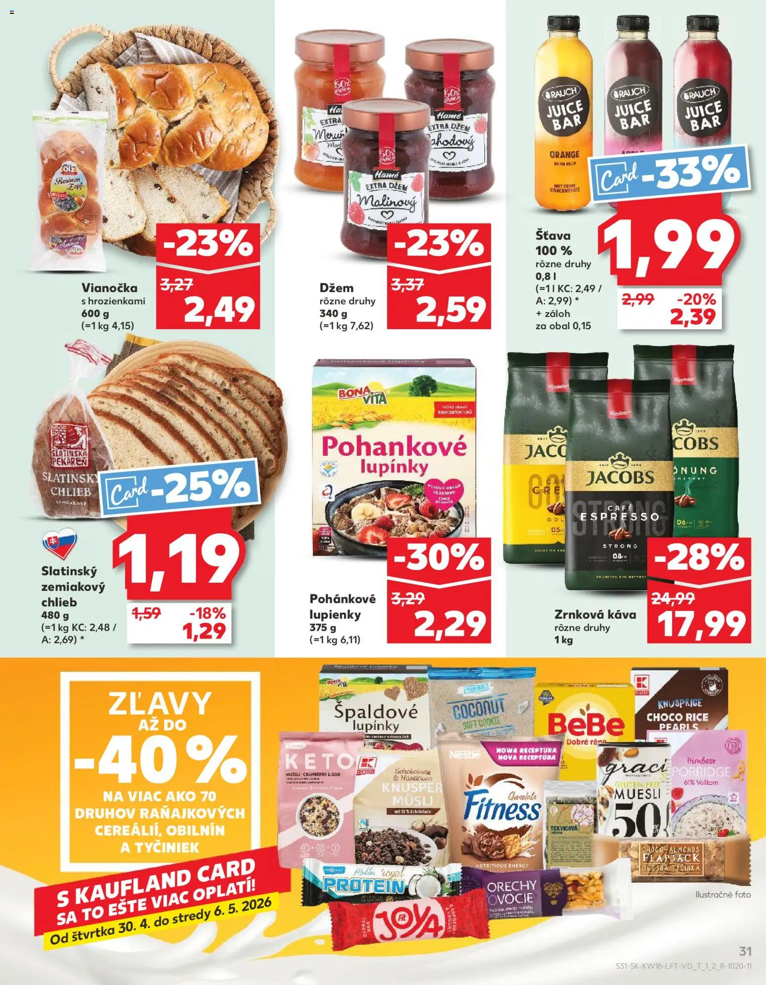 Nové Kaufland akcie – leták je platný od 30.04.2026 | Strana: 31 | Produkty: Chlieb, Káva, Vianočka, Orechy
