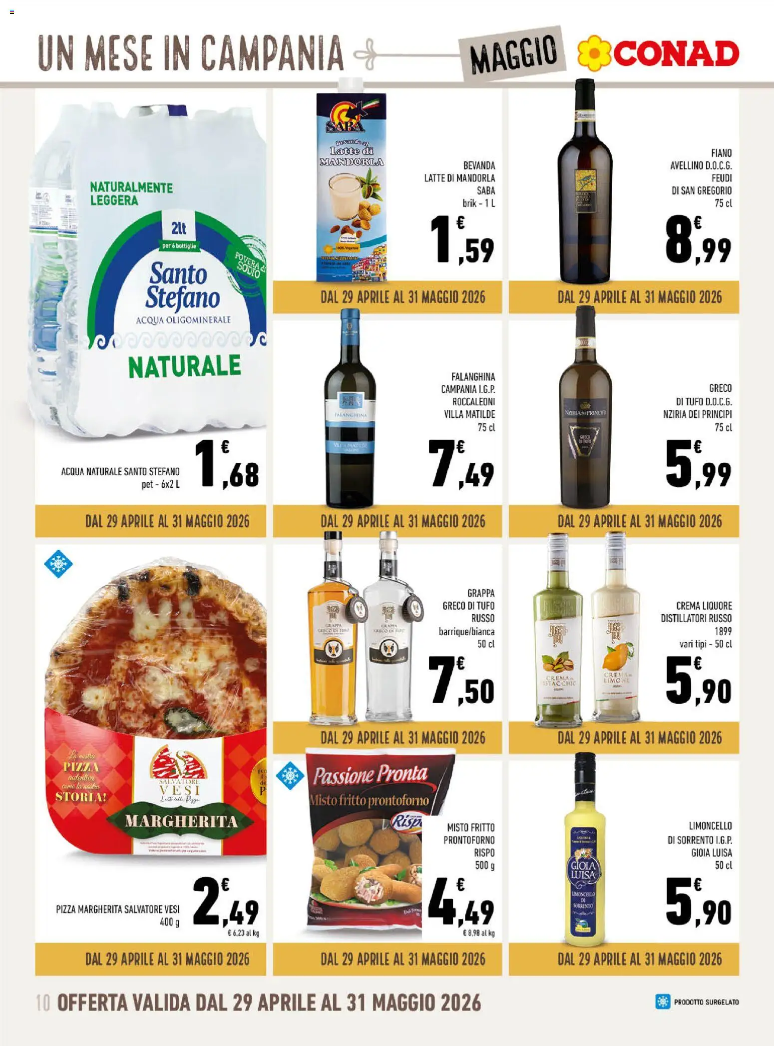 Volantino Conad del 29.04.2026 | Pagina: 10 | Prodotti: Crema, Pizza, Limoncello, Liquore