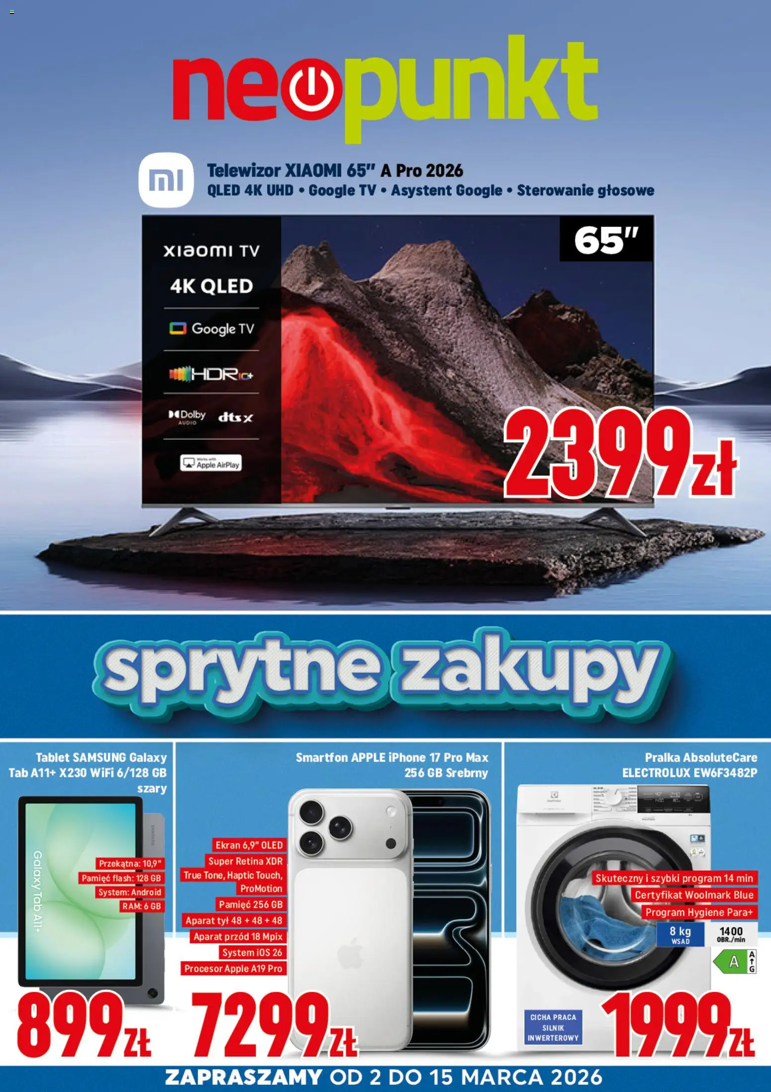 Neopunkt gazetka od 02.03.2026 | Strona: 1 | Produkty: Smartfon, Tablet, Telewizor, Audio