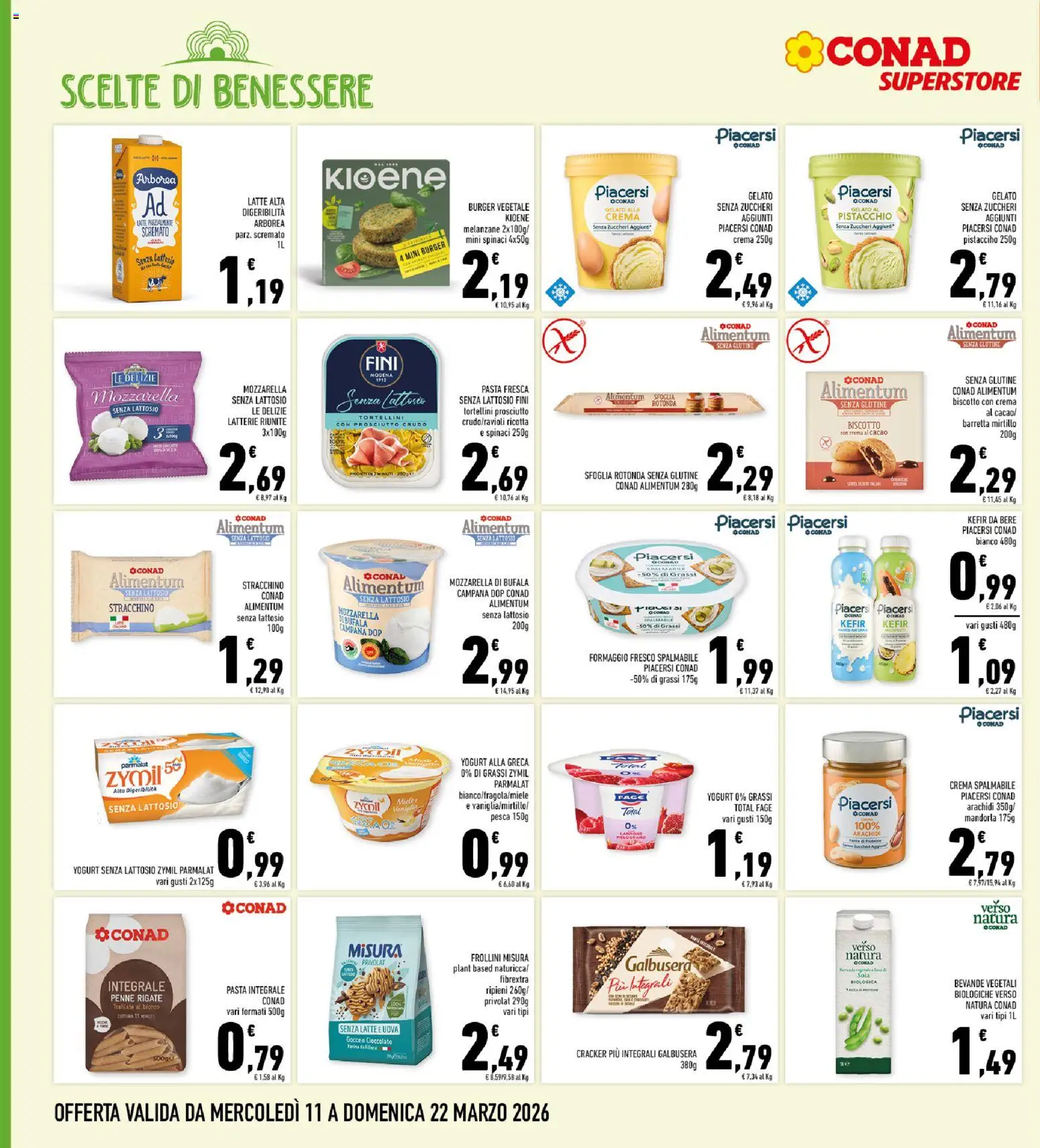 Volantino Conad del 11.03.2026 | Pagina: 18 | Prodotti: Formaggio, Pasta, Melanzane, Frollini