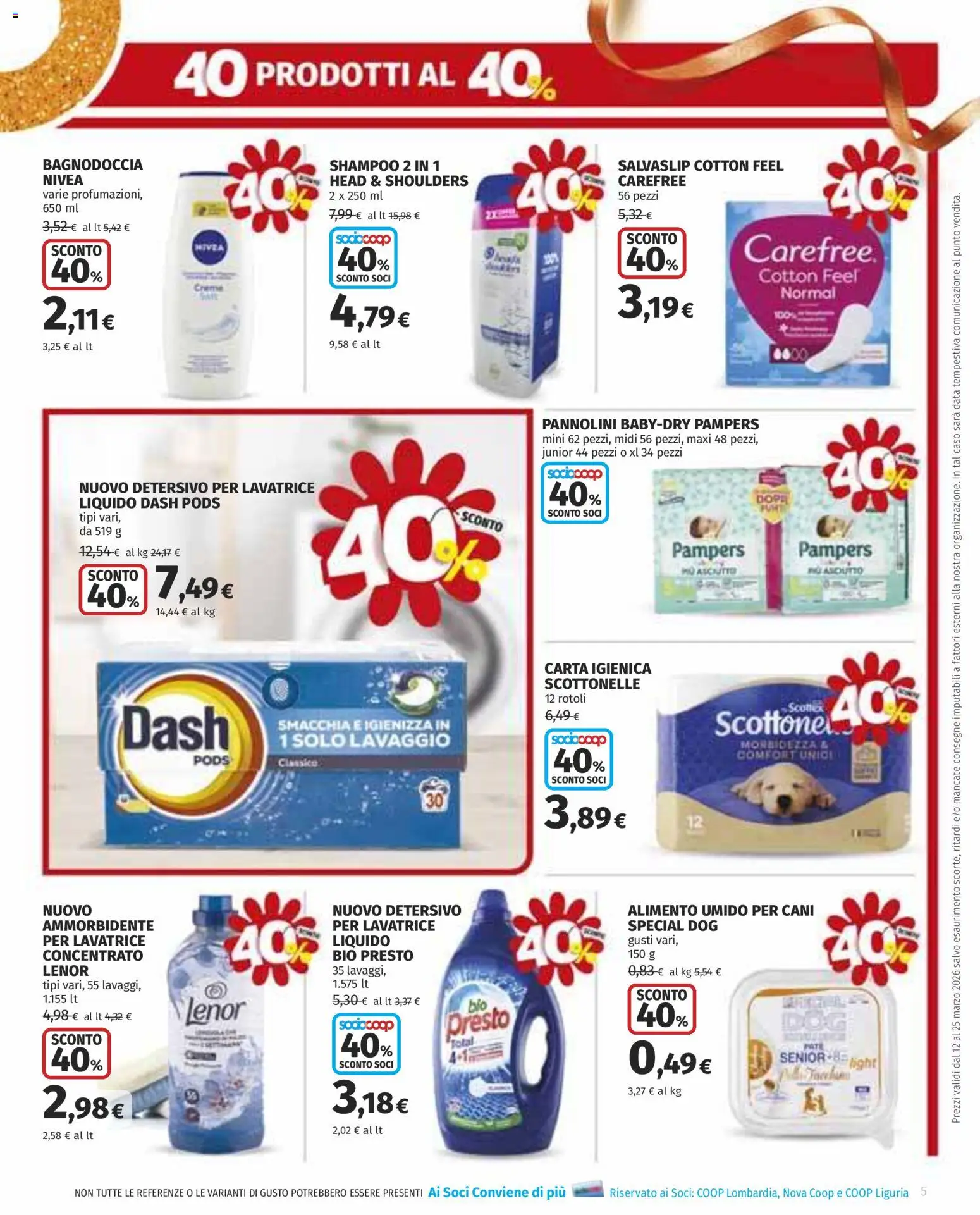 Volantino COOP del 12.03.2026 | Pagina: 5 | Prodotti: Shampoo, Pannolini, Ammorbidente, Lavatrice