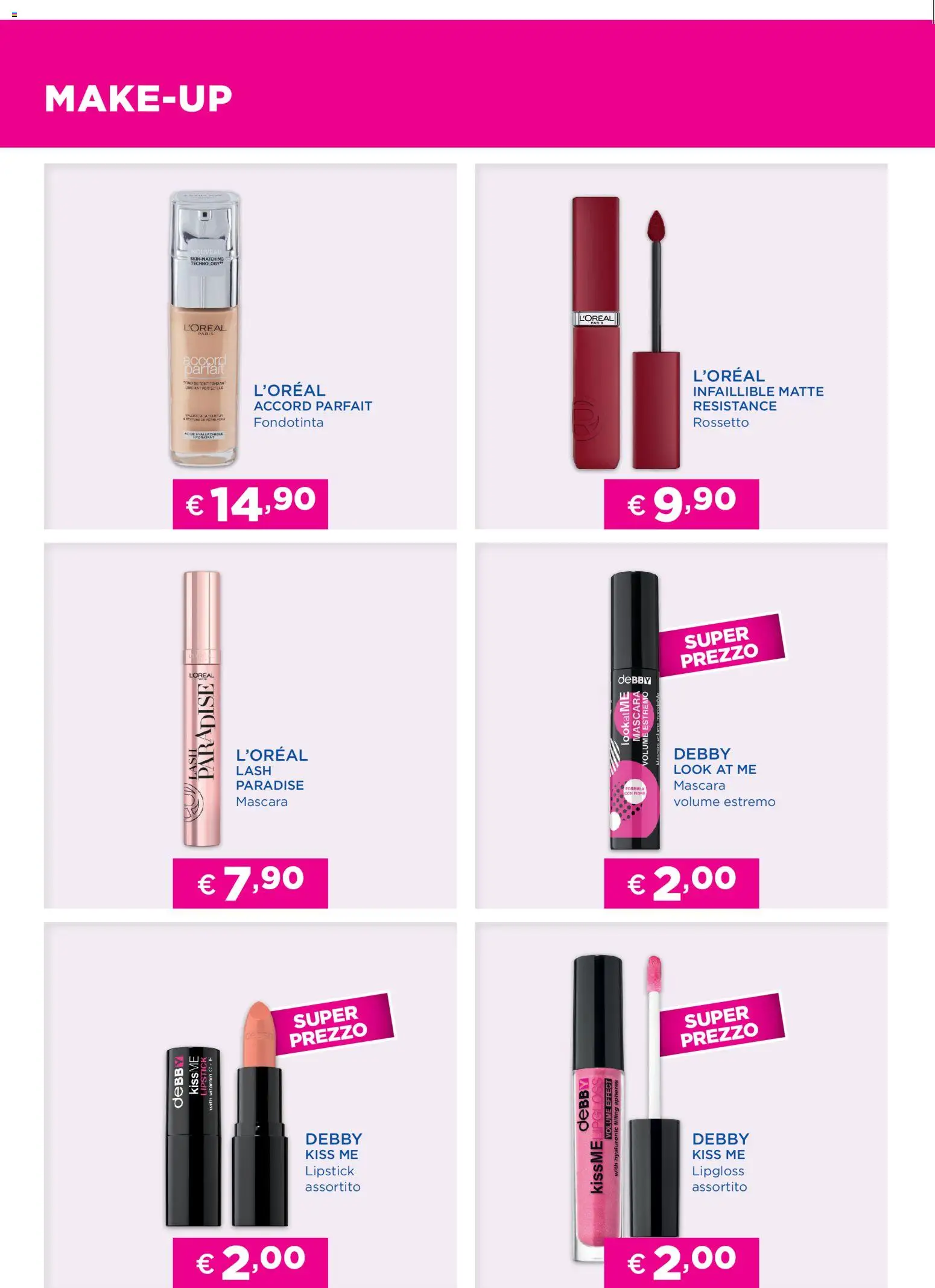 Volantino Acqua e Sapone del 29.04.2026 | Pagina: 2 | Prodotti: Mascara, Rossetto, Fondotinta