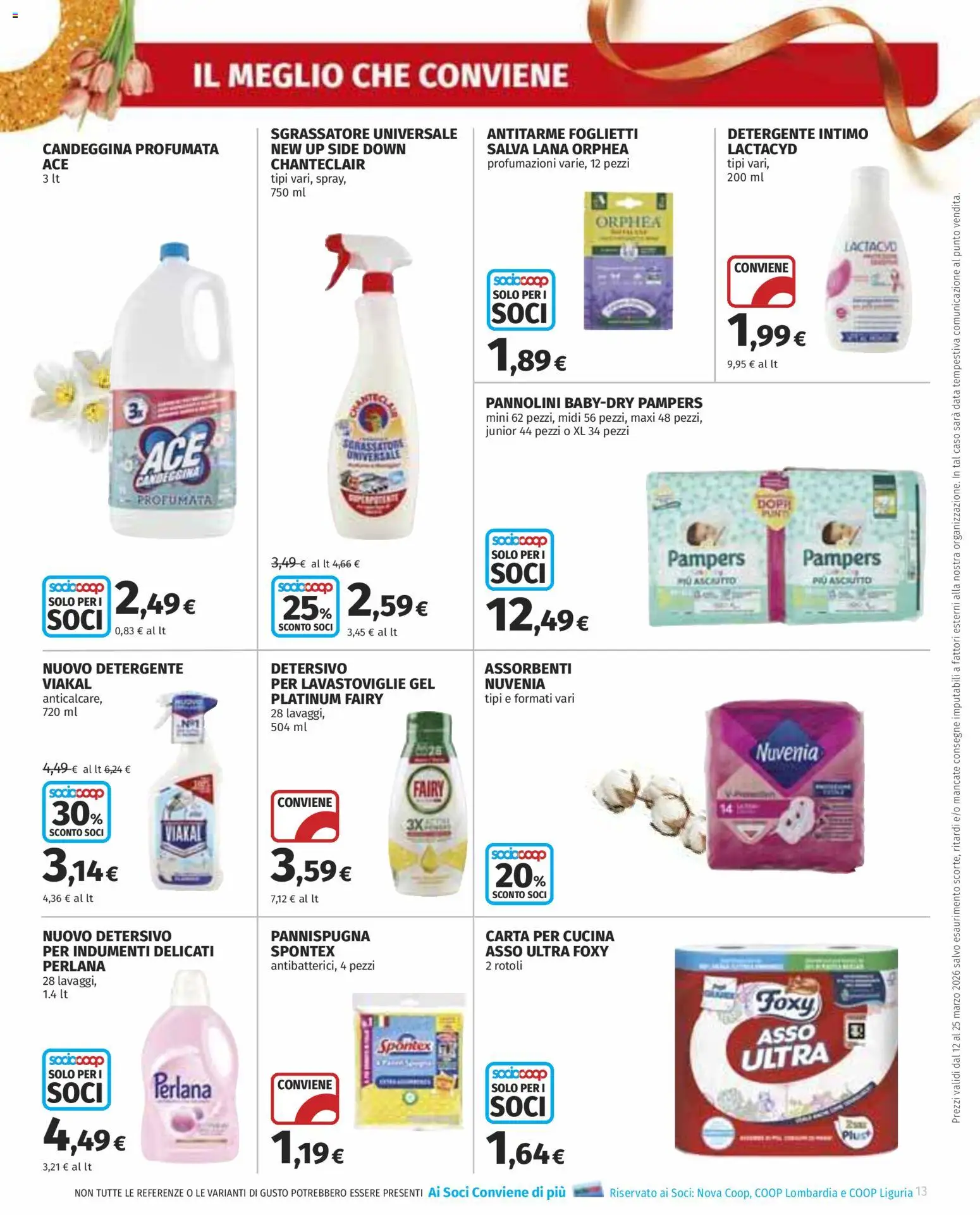 Volantino COOP del 12.03.2026 | Pagina: 13 | Prodotti: Detergente, Detersivo per lavastoviglie, Intimo, Pampers