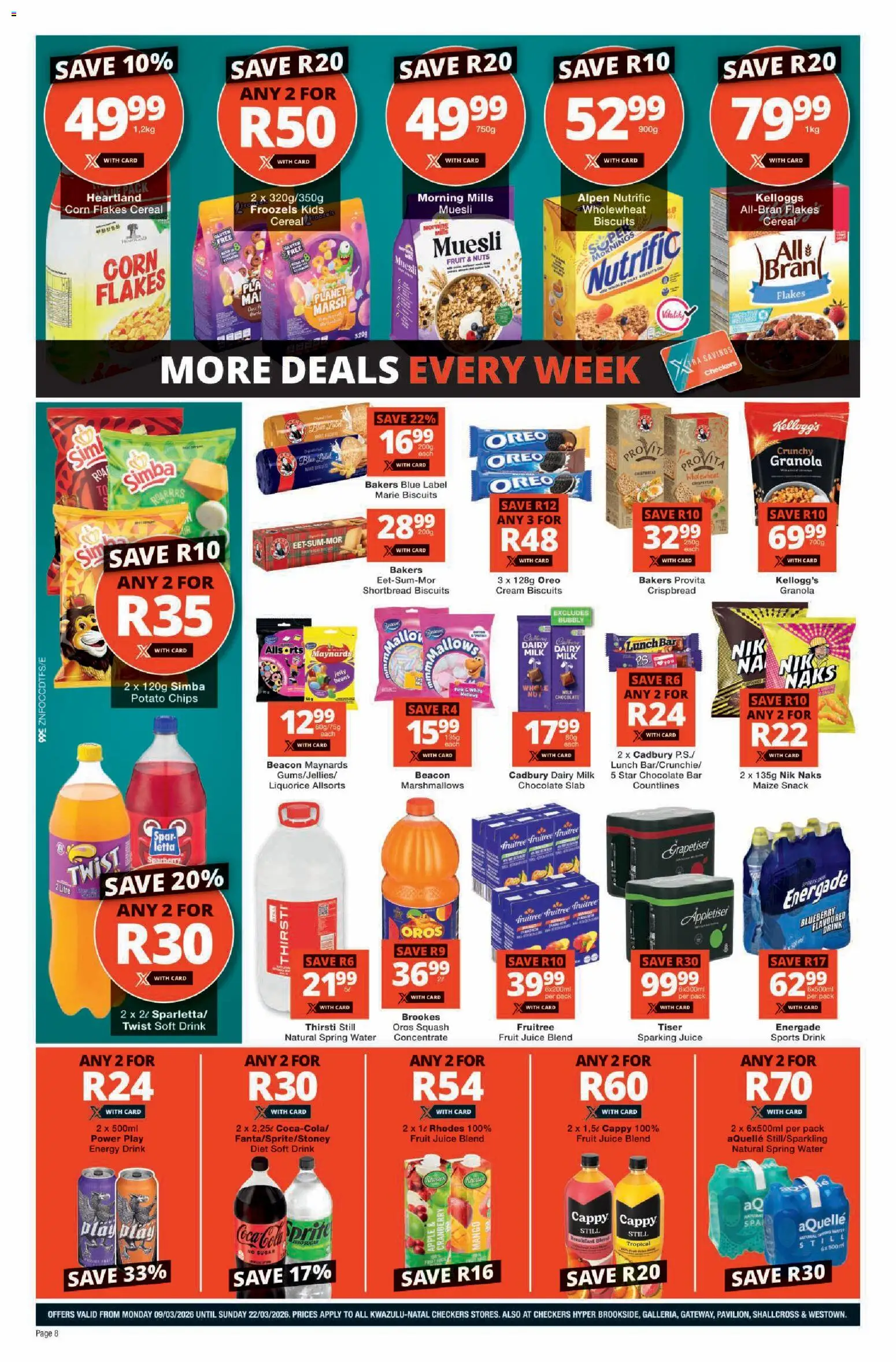 New Checkers catalogue – valid from 09.03.2026 | Page: 8 | Products: Corn, Juice, Cream, Fruit