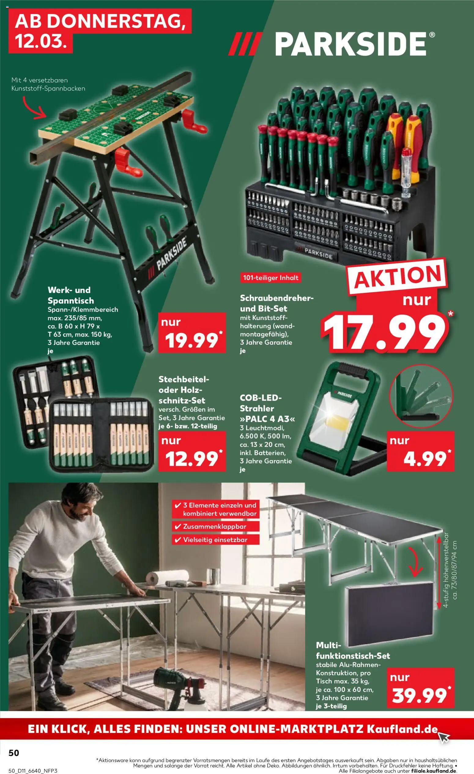 Kaufland Německo leták od 12.03.2026 | Strana: 50 | Produkty: Parkside