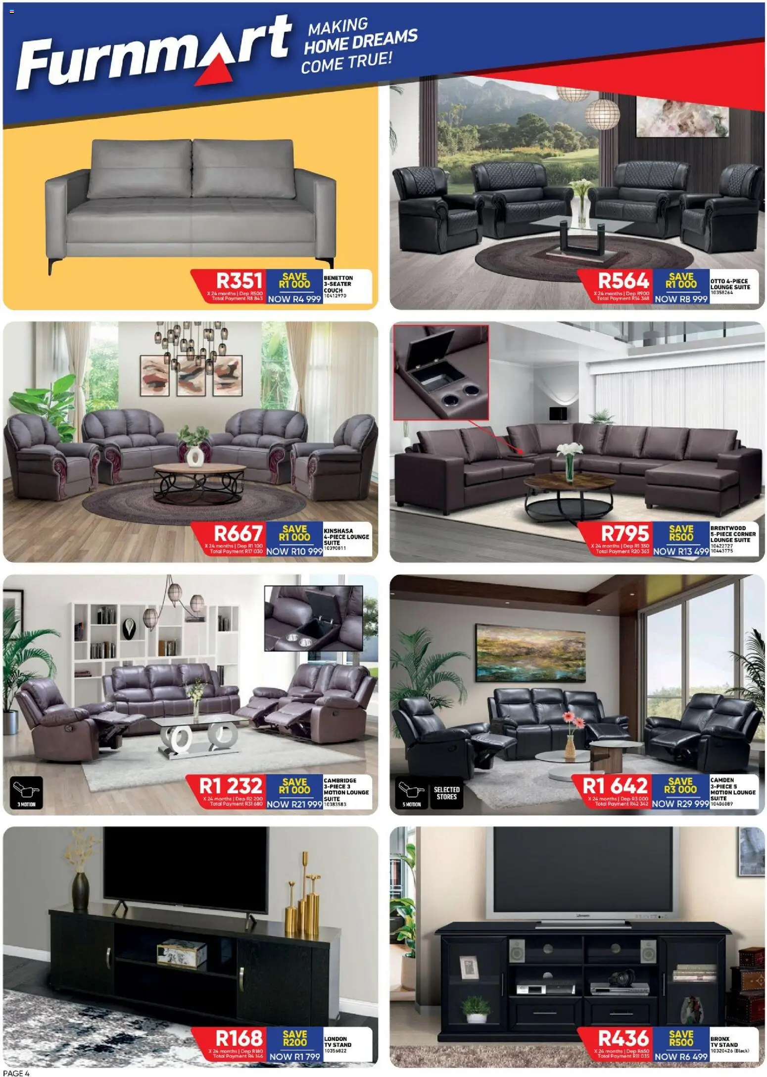New Furnmart catalogue – valid from 09.03.2026 | Page: 4 | Products: Couch, TV, Lounge suite