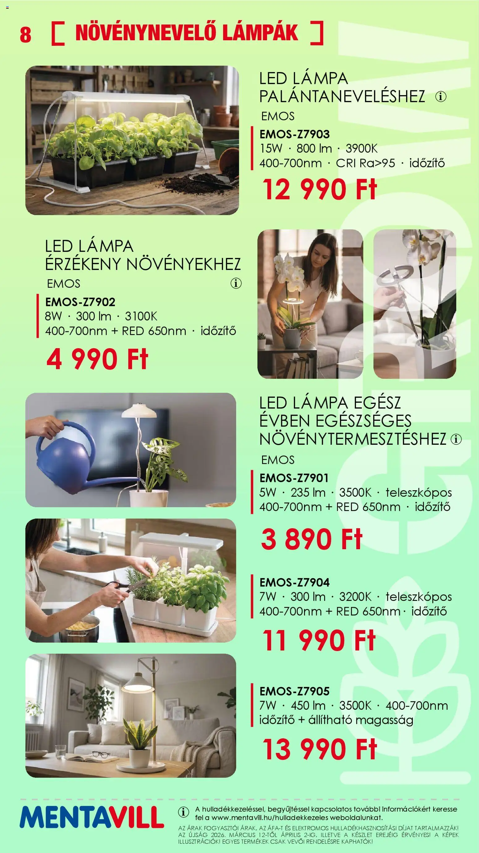Mentavill akciós ujság - amely érvényes a következő dátumtól: 12.03.2026 | Oldal: 8 | Termékek: Led lámpa, Lámpa