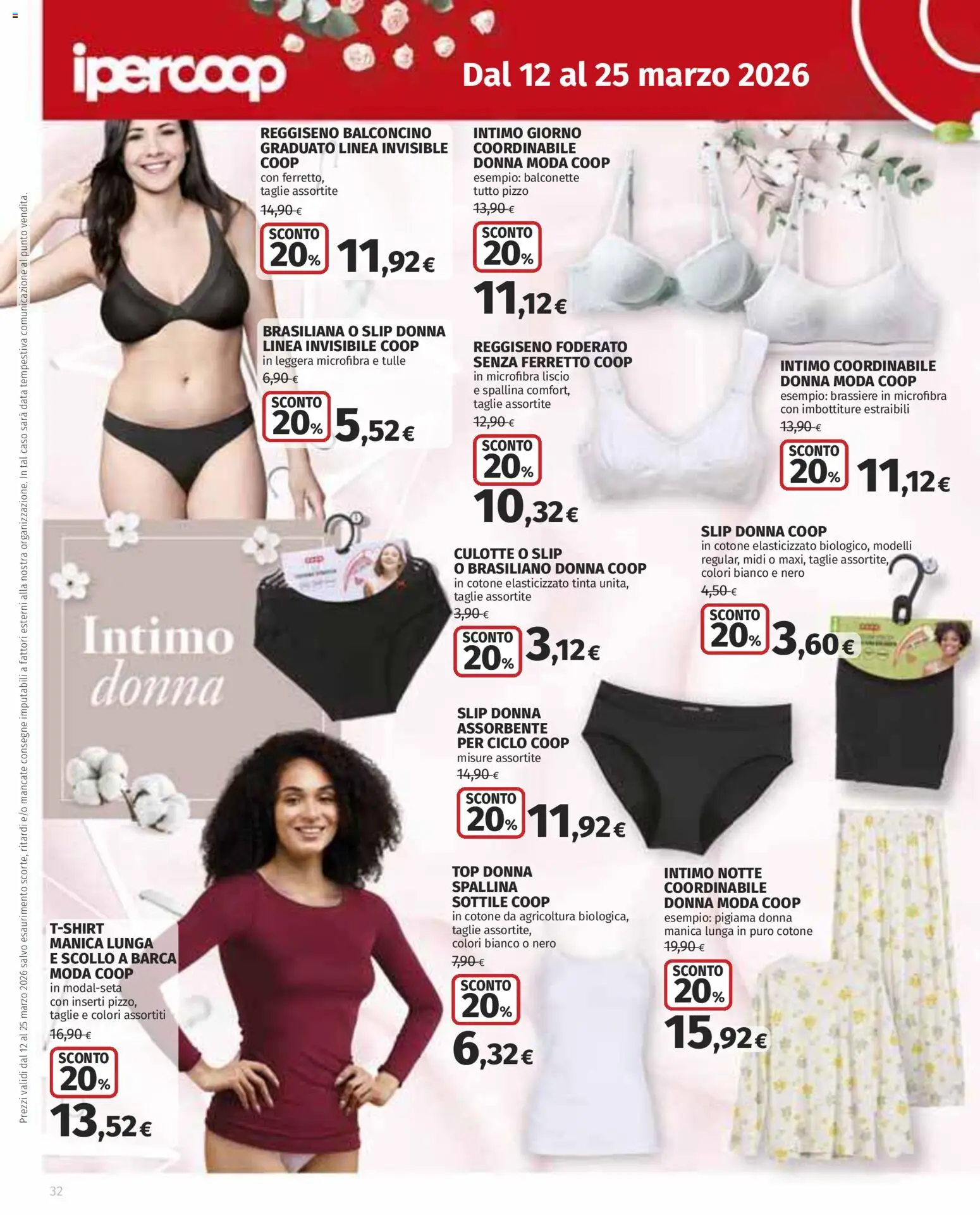 Volantino Ipercoop del 12.03.2026 | Pagina: 32 | Prodotti: Reggiseno, Pigiama, Slip, Data