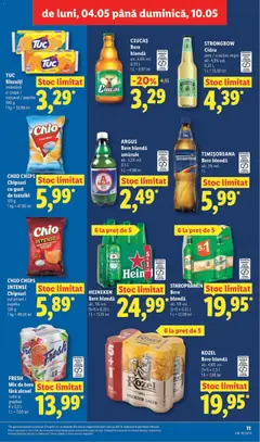 Ofertele Lidl valabile de la 04.05.2026 | Pagină: 11 | Produse: Hacıyatmaz Kedi Oyuncağı, Bere, Smântână, Biscuiți